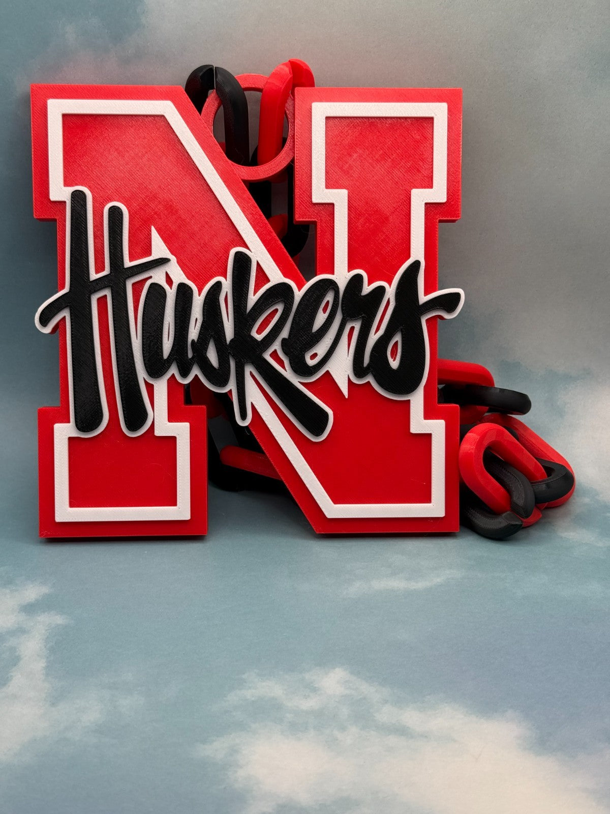 Cornhuskers Logo Oversized Necklace, Pendant Chain "Go Be Great"