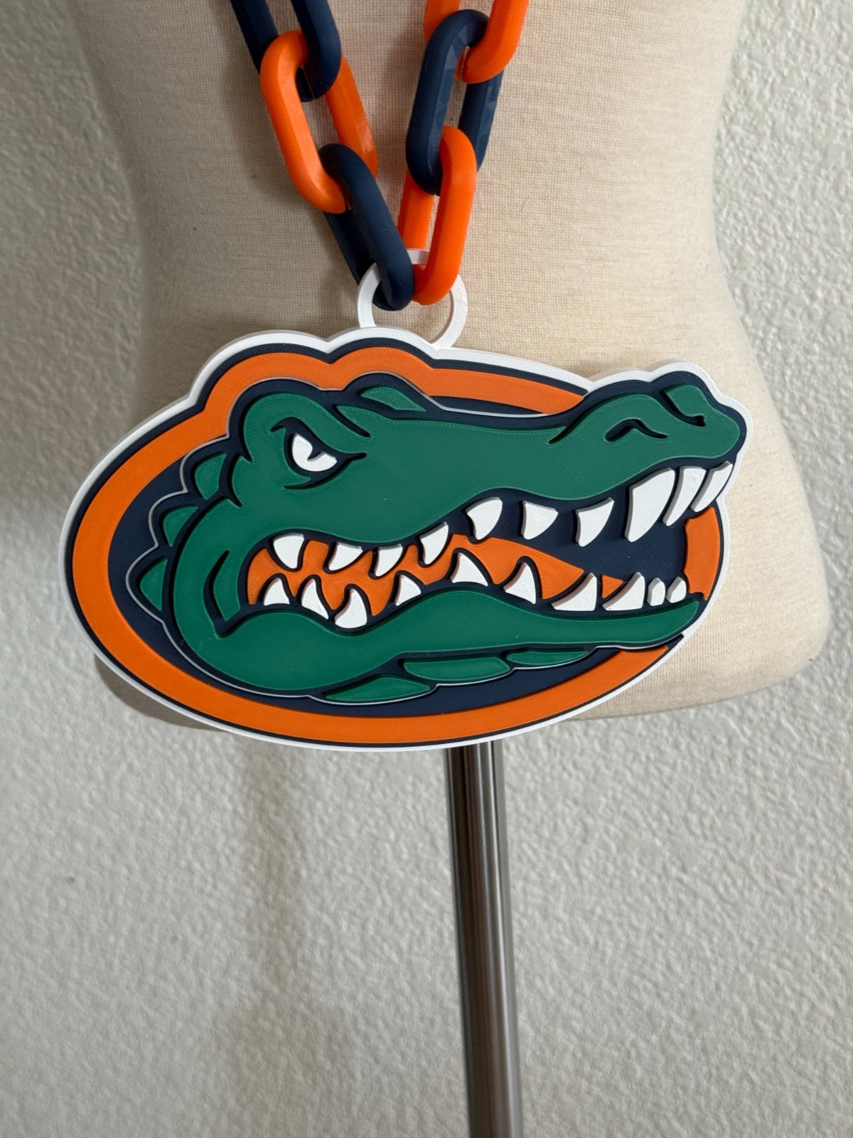 Florida Gators Logo Necklace Oversized Turnover Chain Handmade 3D Printed
