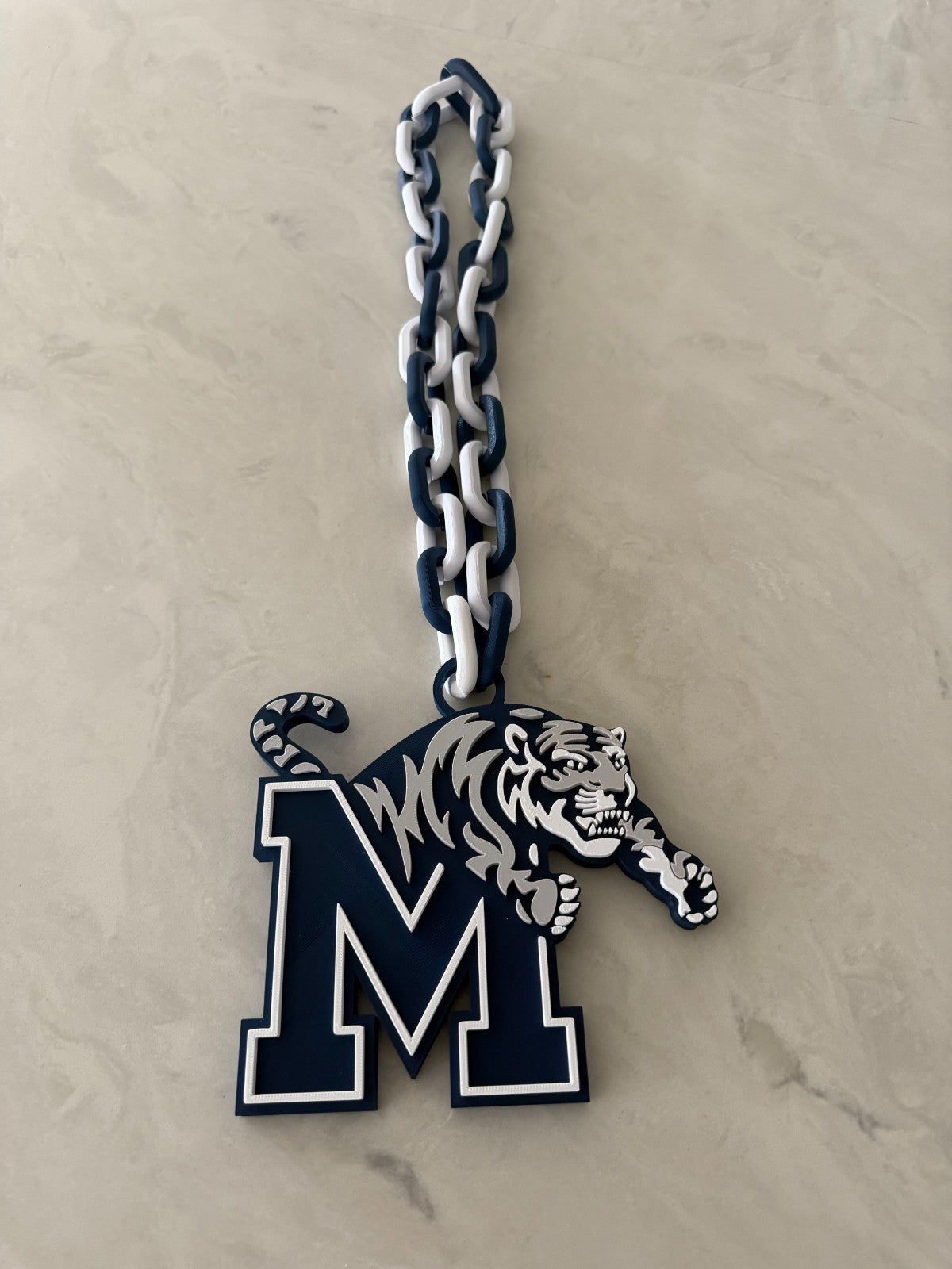 Memphis Tigers Logo Necklace Oversized Turnover Chain HandMade 3D Printed