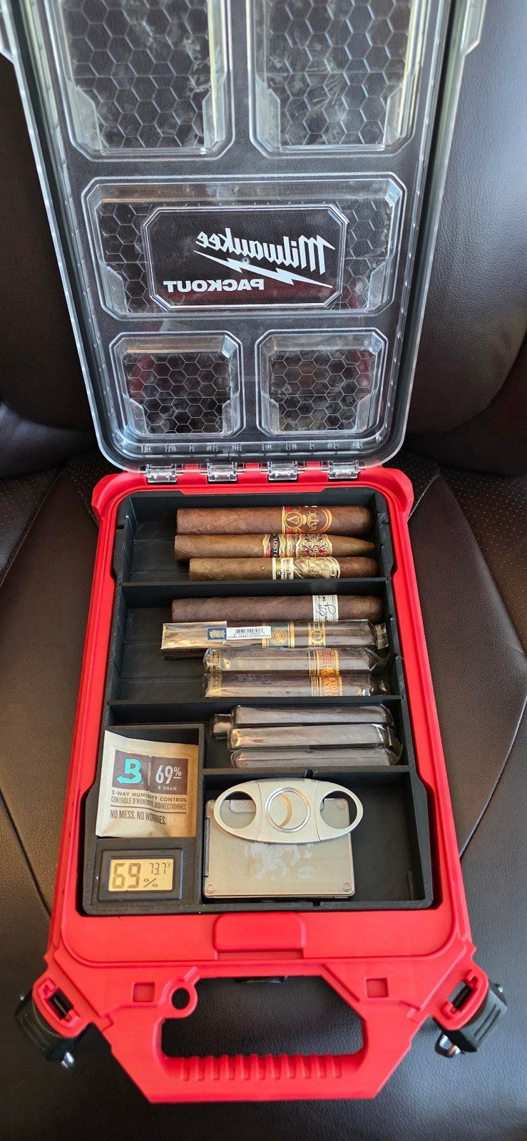 Cigar Humidor Insert With Included Hydrometer For Milwaukee Packout Low Profile