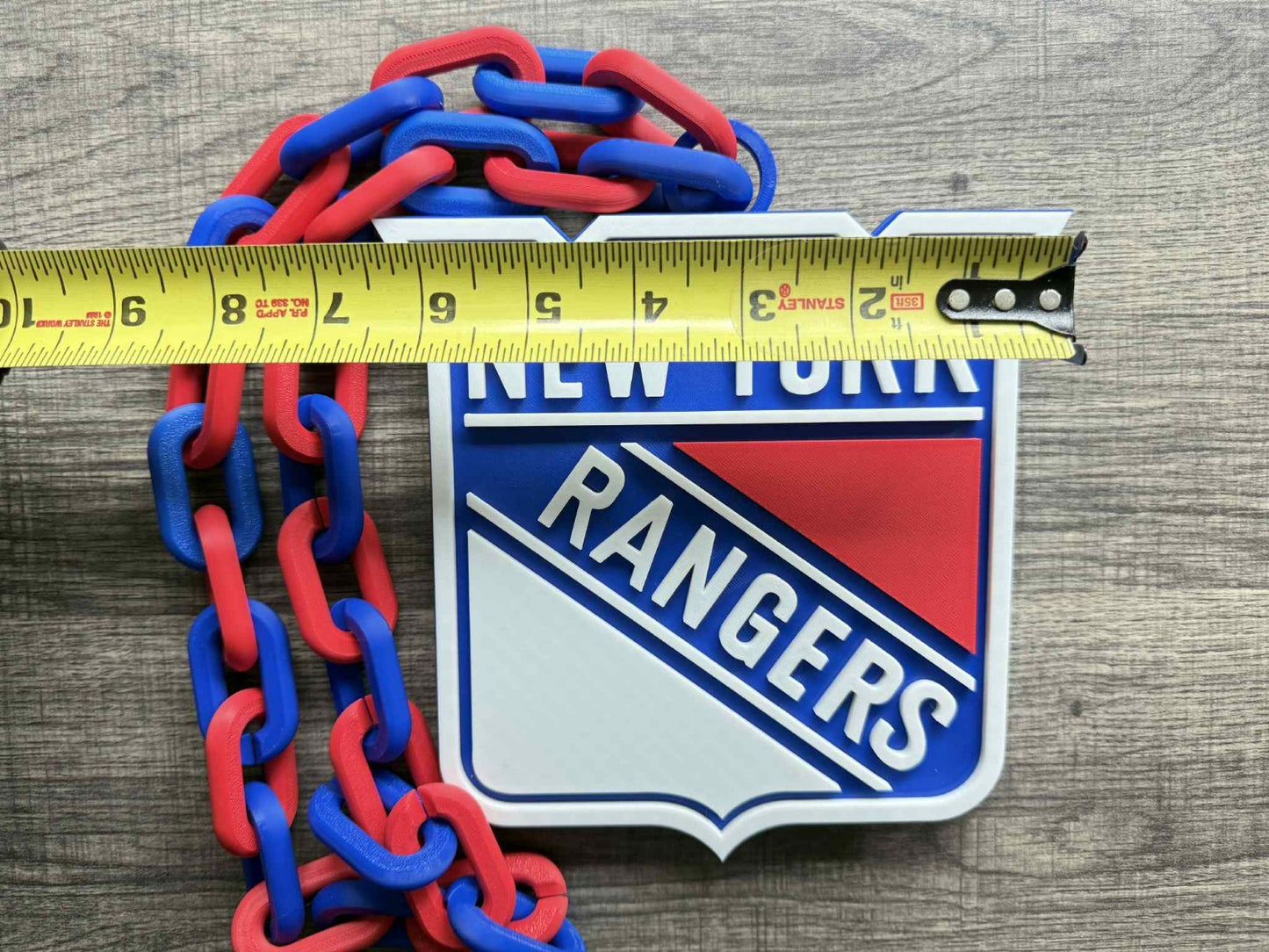 New York Rangers Logo Oversized Necklace, Pendant Chain [Made To Order]