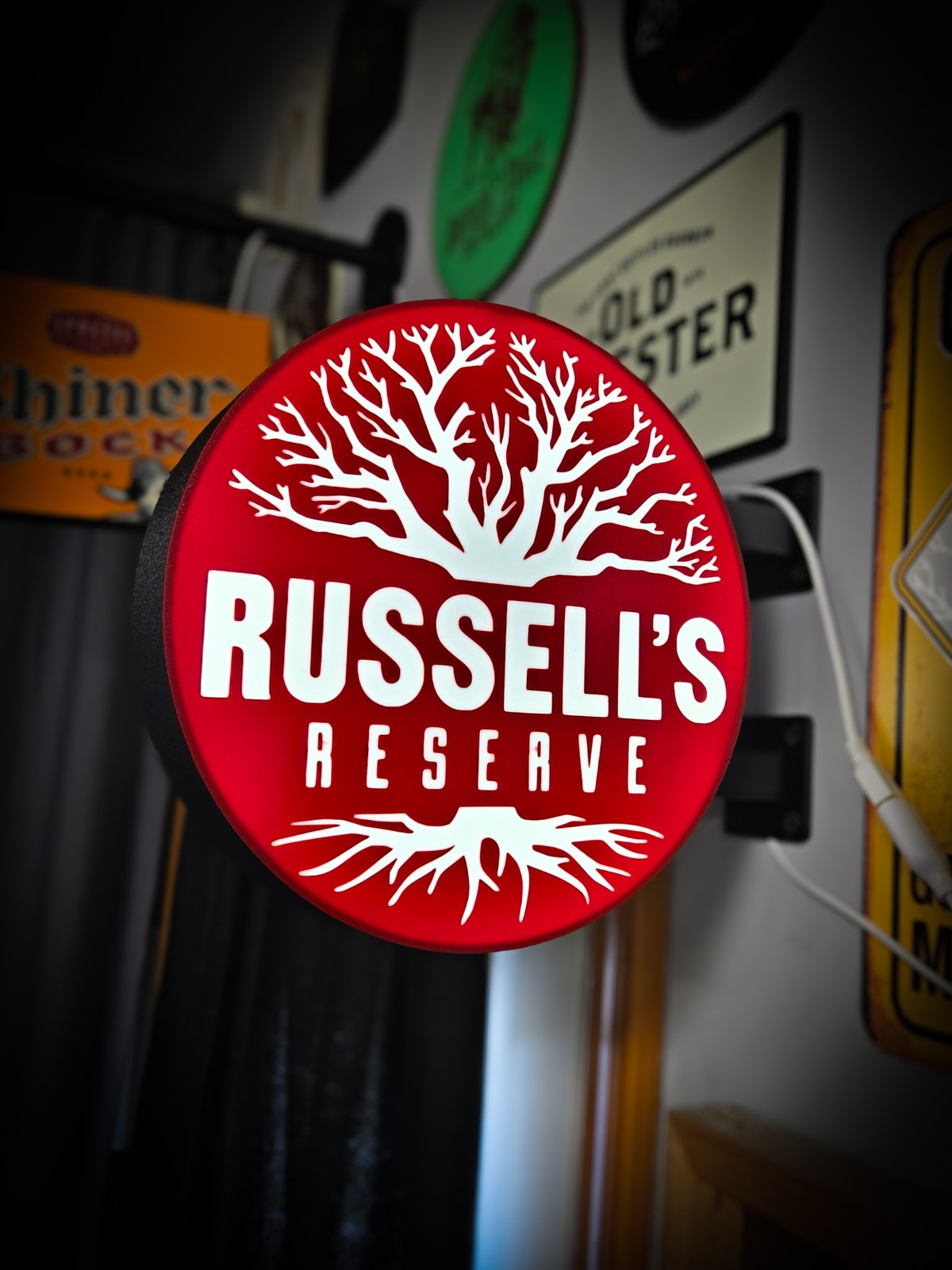 RUSSELL'S RESERVE 12 Inch Light Box LED Sign 3D Printed Wall Decor Man Cave