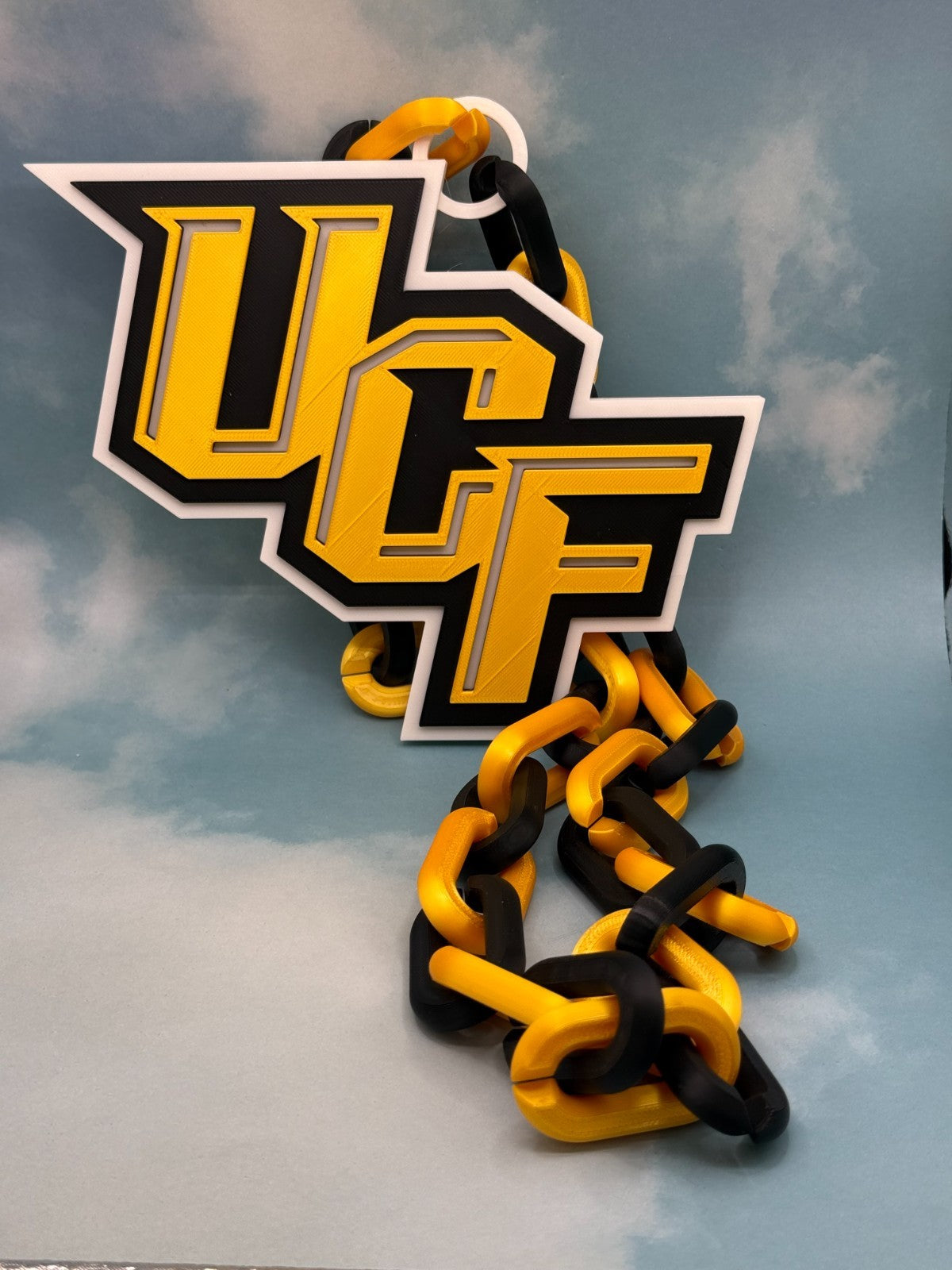 UCF Knights Fan Chain Necklace 3D Printed NCAA Big Logo Turnover Chain Black Go