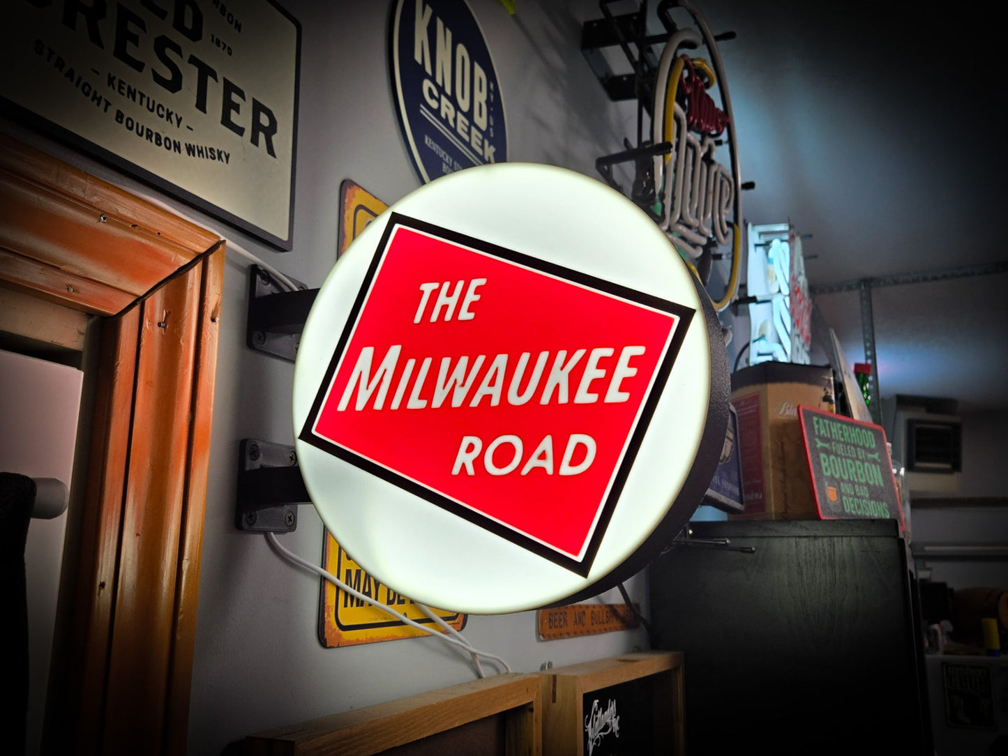THE MILWAUKEE ROAD 12 Inch Light Box LED Sign 3D Printed Wall Decor Man Cave