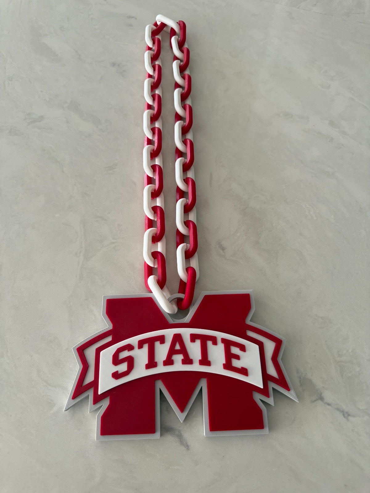Mississippi State Bulldogs Logo Oversized Necklace, Pendant Chain