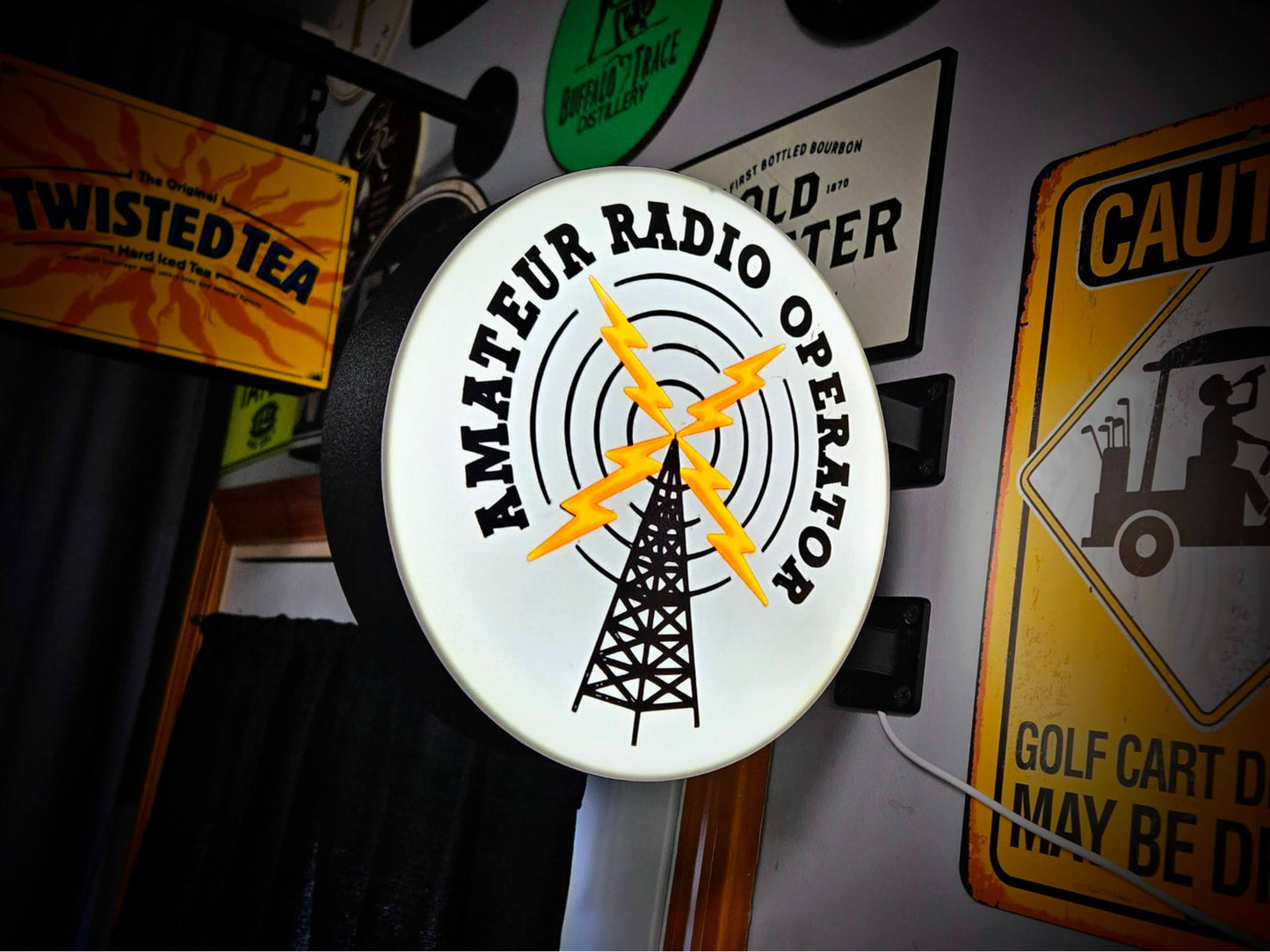 Amateur Radio Operator 12 Inch Light Box LED Sign 3D Printed Wall Decor Man Cave