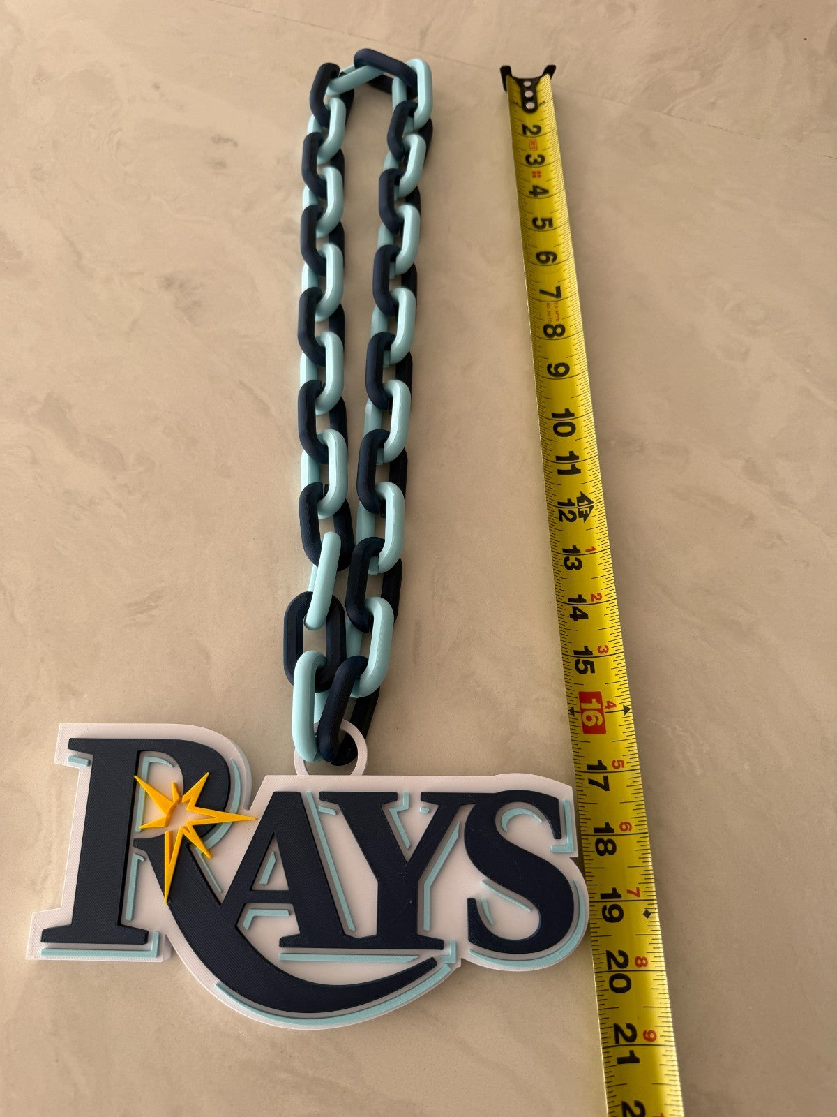 Tampa Bay Rays Oversized Necklace, Pendant Turnover Chain HandMade 3D Printed