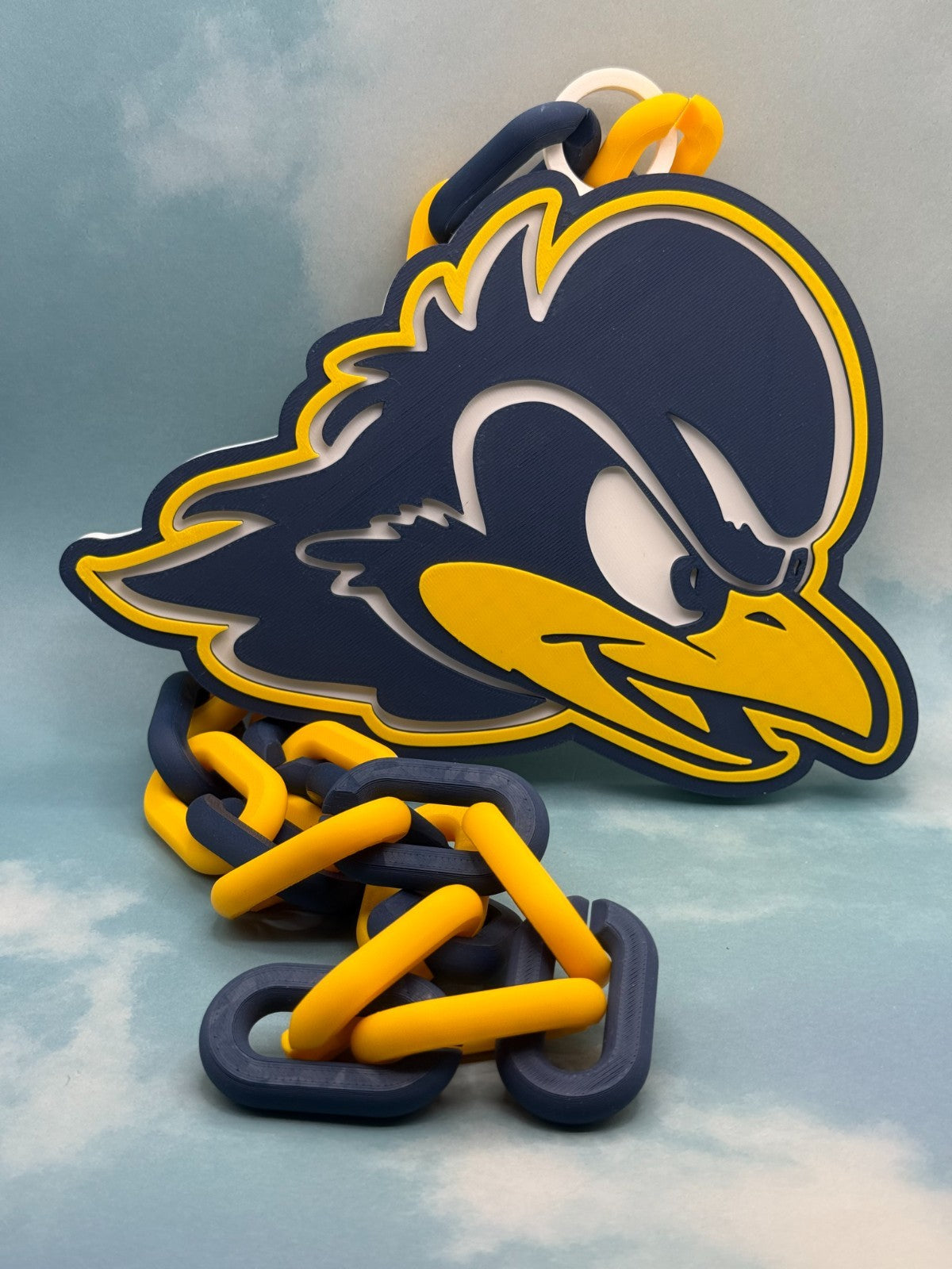 Delaware Blue Hens Logo Oversized Necklace, Pendant Chain