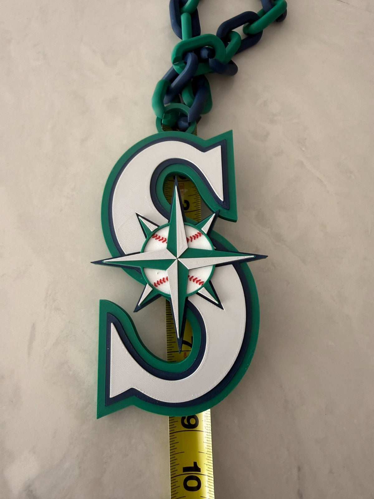 Seattle Mariners Oversized Turnover Chain Necklace, Pendant Handmade 3D Printed