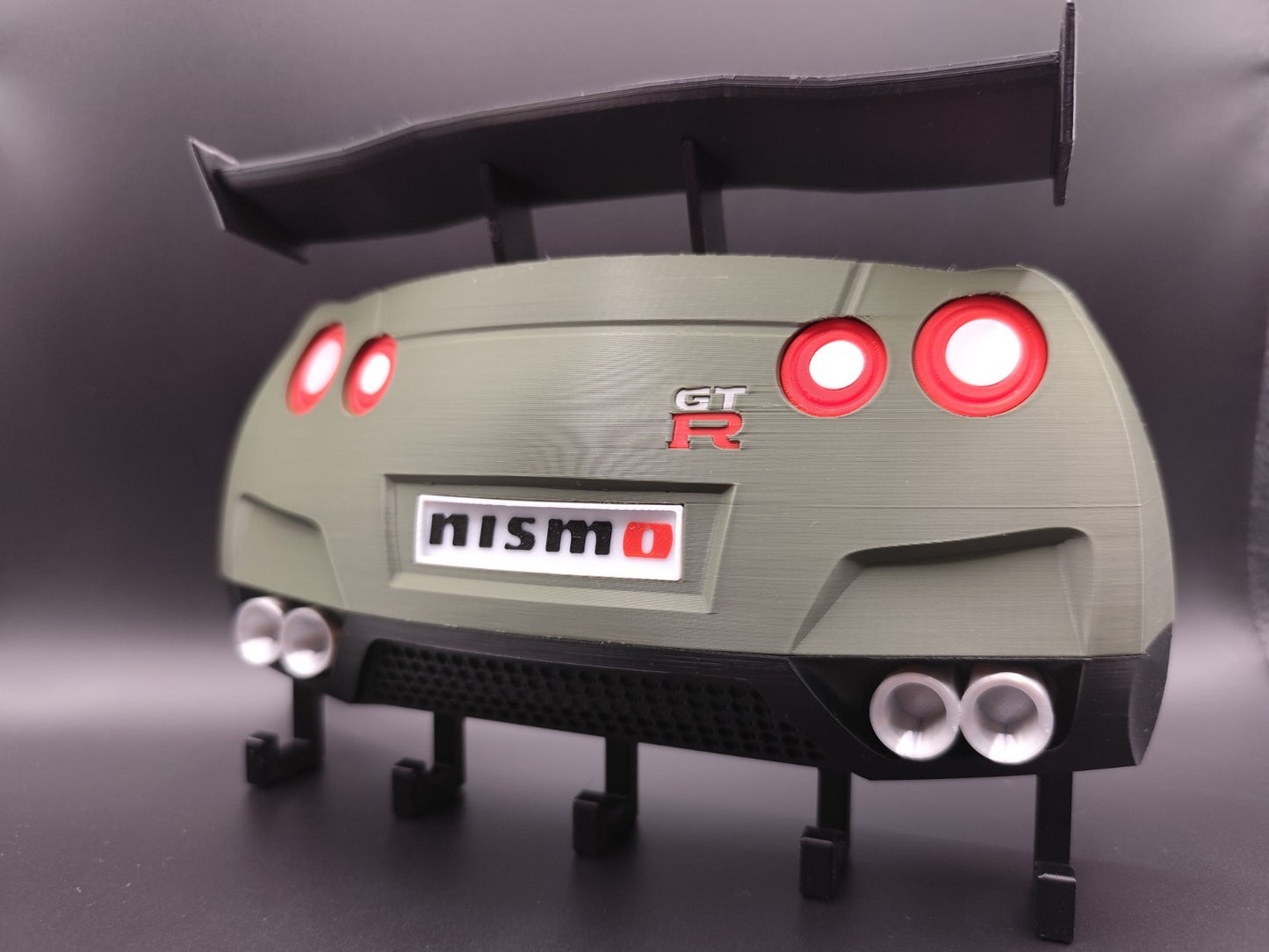 JDM Racing Car Key Holder with Spoiler – Wall Mount Organizer with Hooks – Sport