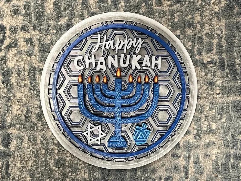 Happy Chanukah Wall Art Or Display 3D printed Dimensional Mosaic