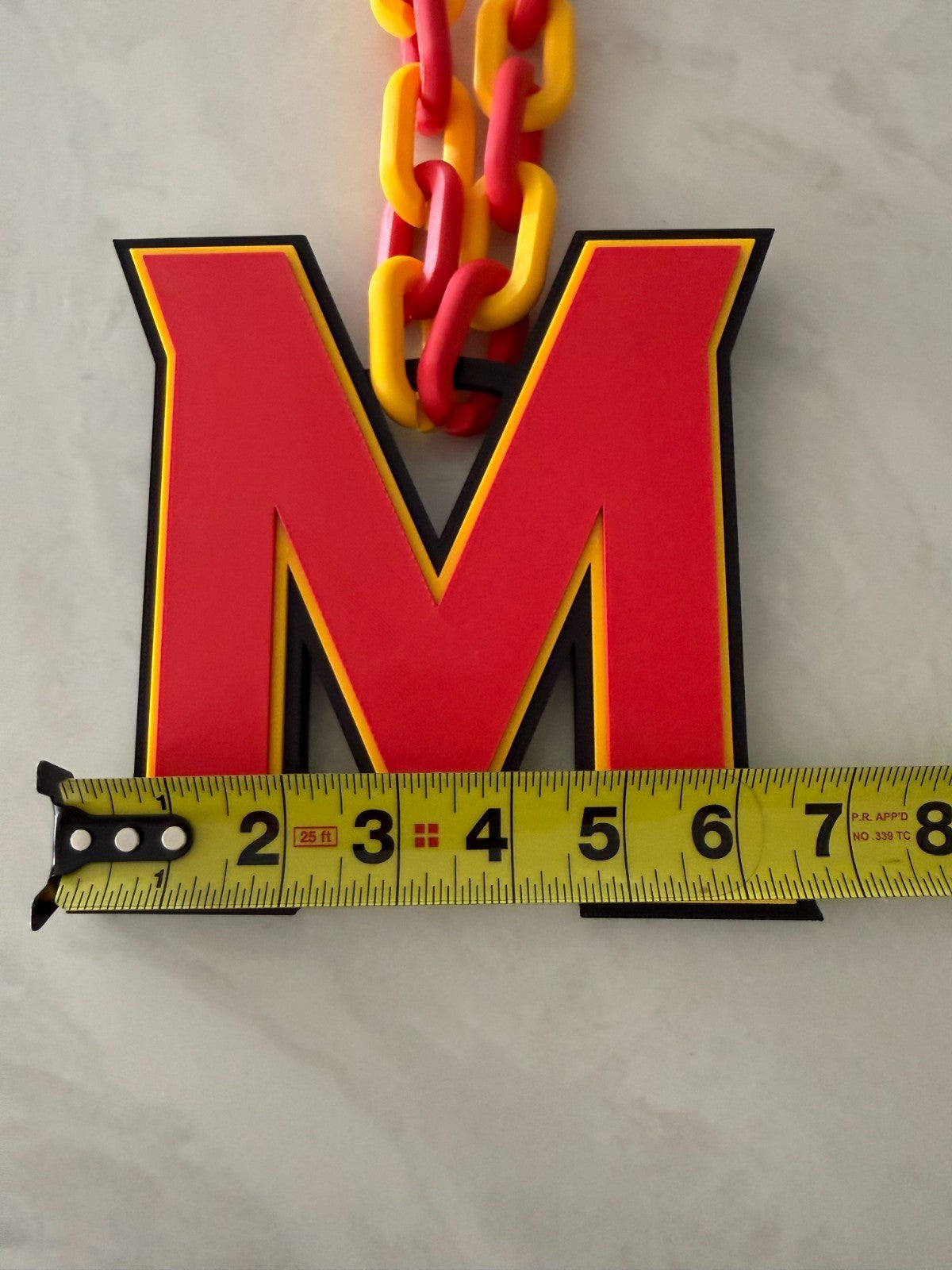 Maryland Terrapins Logo Oversized Necklace Pendant Chain Handmade 3D Printed