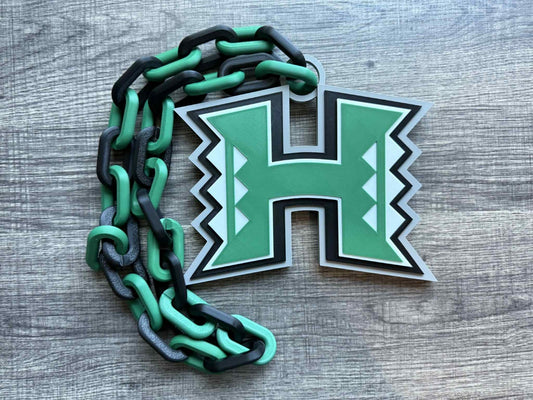 Hawaii Rainbow Warriors Over-Sized Necklace Logo Pendant Hype Chain
