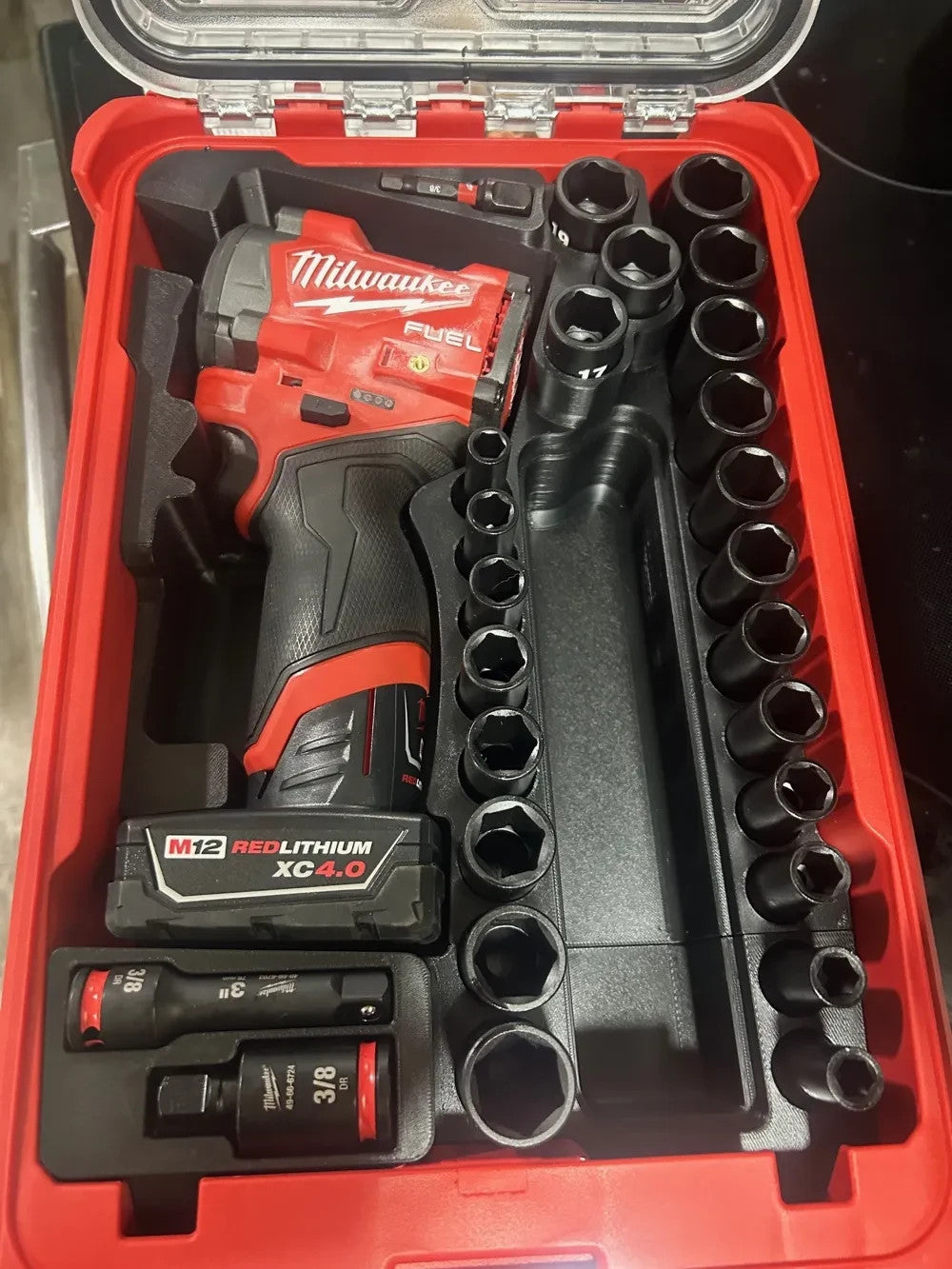 Milwaukee M12 FUEL Stubby 3/8 in Impact Wrench Socket Set PACKOUT Insert Only