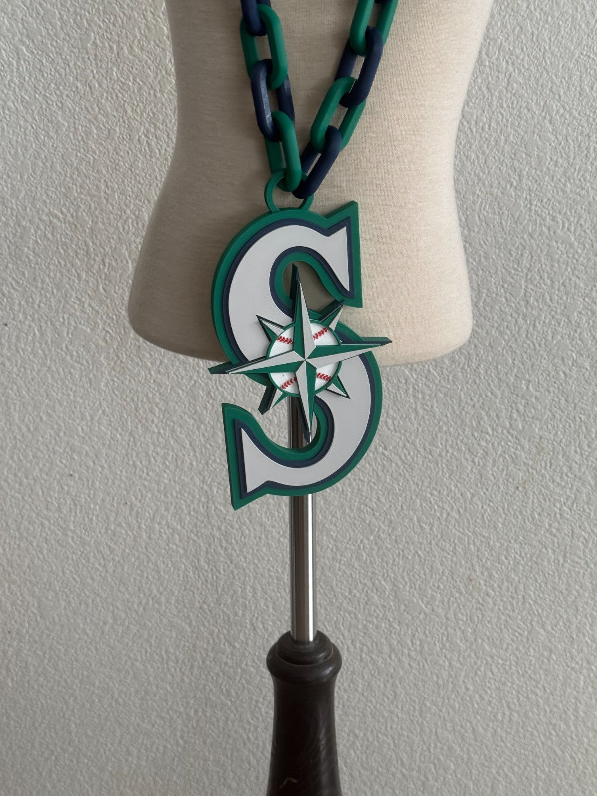 Seattle Mariners Oversized Turnover Chain Necklace, Pendant Handmade 3D Printed
