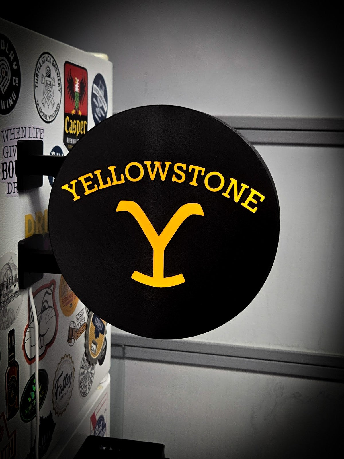 YELLOWSTONE 12 Inch Light Box LED Sign 3D Printed Wall Decor Man Cave Garage
