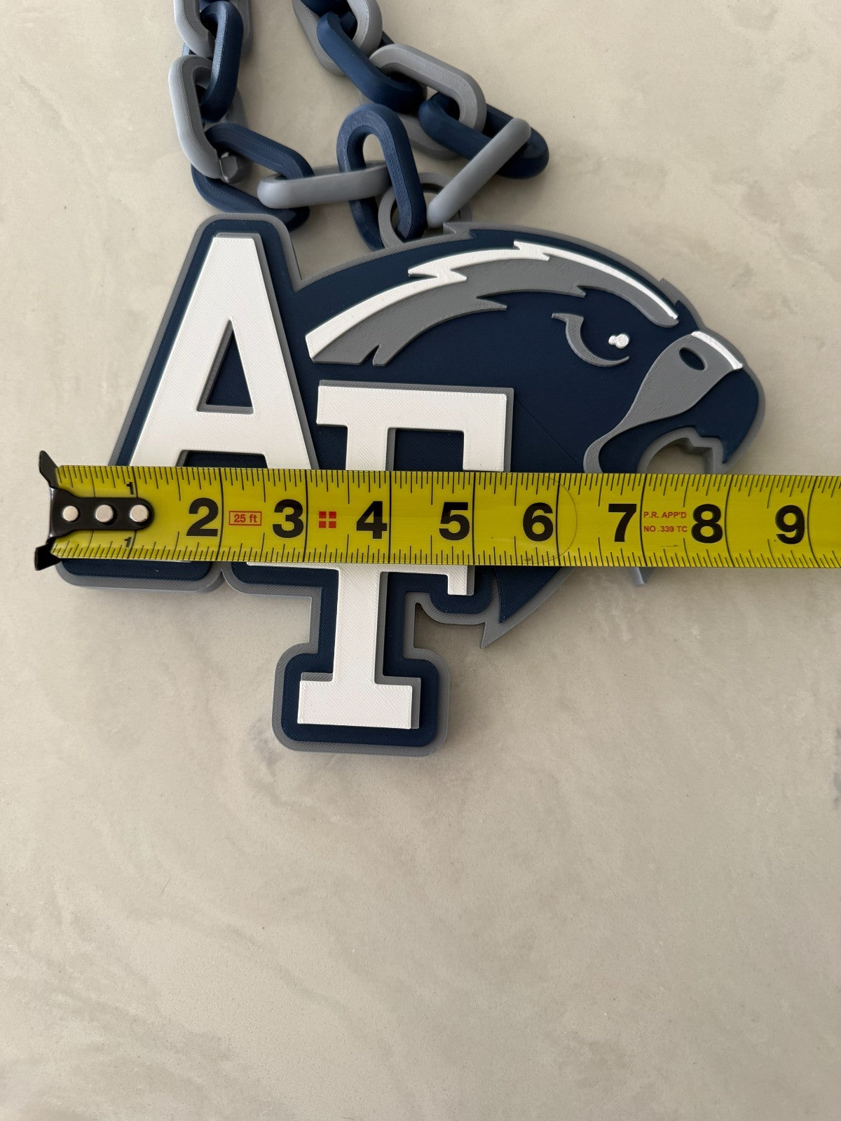 Air Force Falcons Logo Oversized Necklace  Turnover Chain HandMade 3D Printed