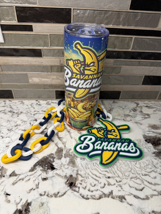 Savannah Bananas Turnover Chain & 20oz Tumbler | 5.5” Pendant | 36” Chain