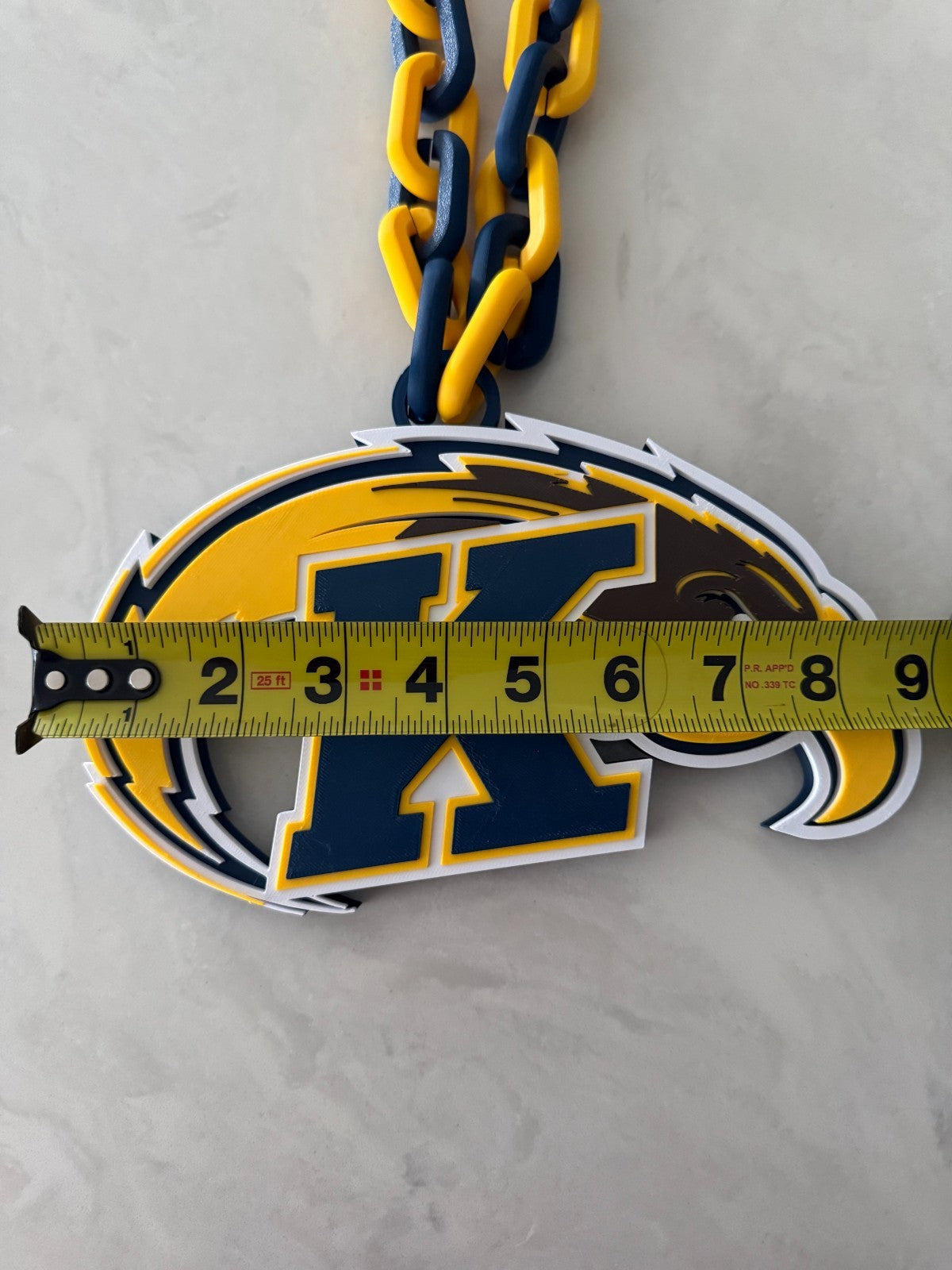 Kent State Golden Flashes Hype Logo Oversized Necklace Chain HandMade 3D Printed