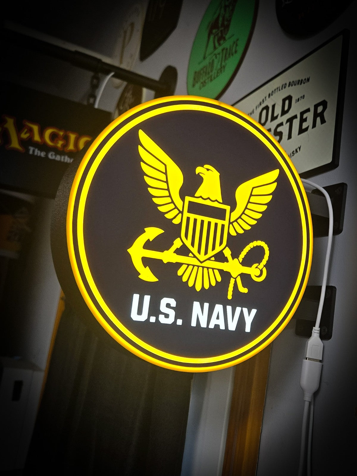 U.S. NAVY 12 Inch Light Box LED Sign 3D Printed Wall Decor Man Cave Garage