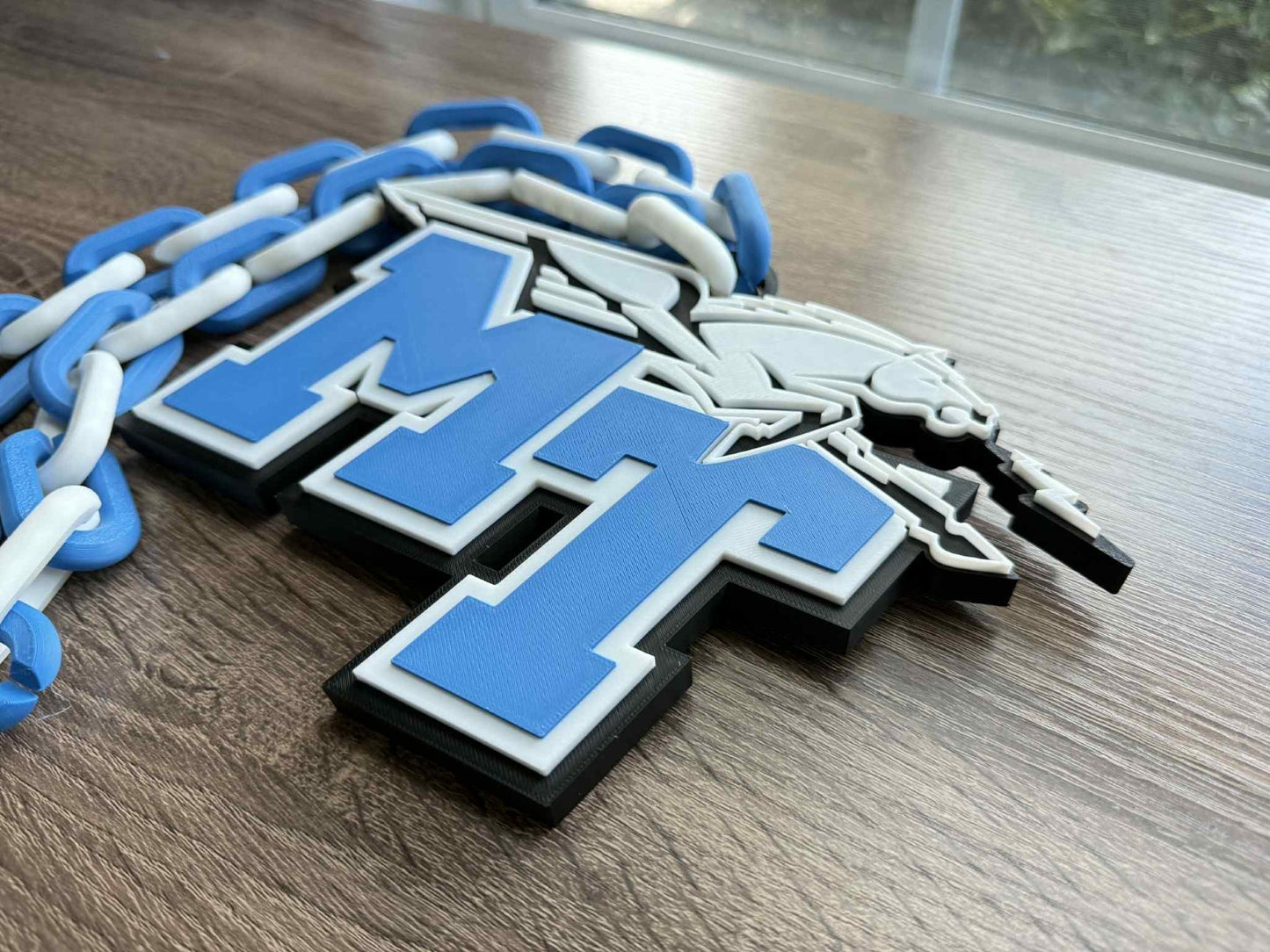 Middle Tennessee Blue Raiders Logo Oversized Necklace, Pendant Chain
