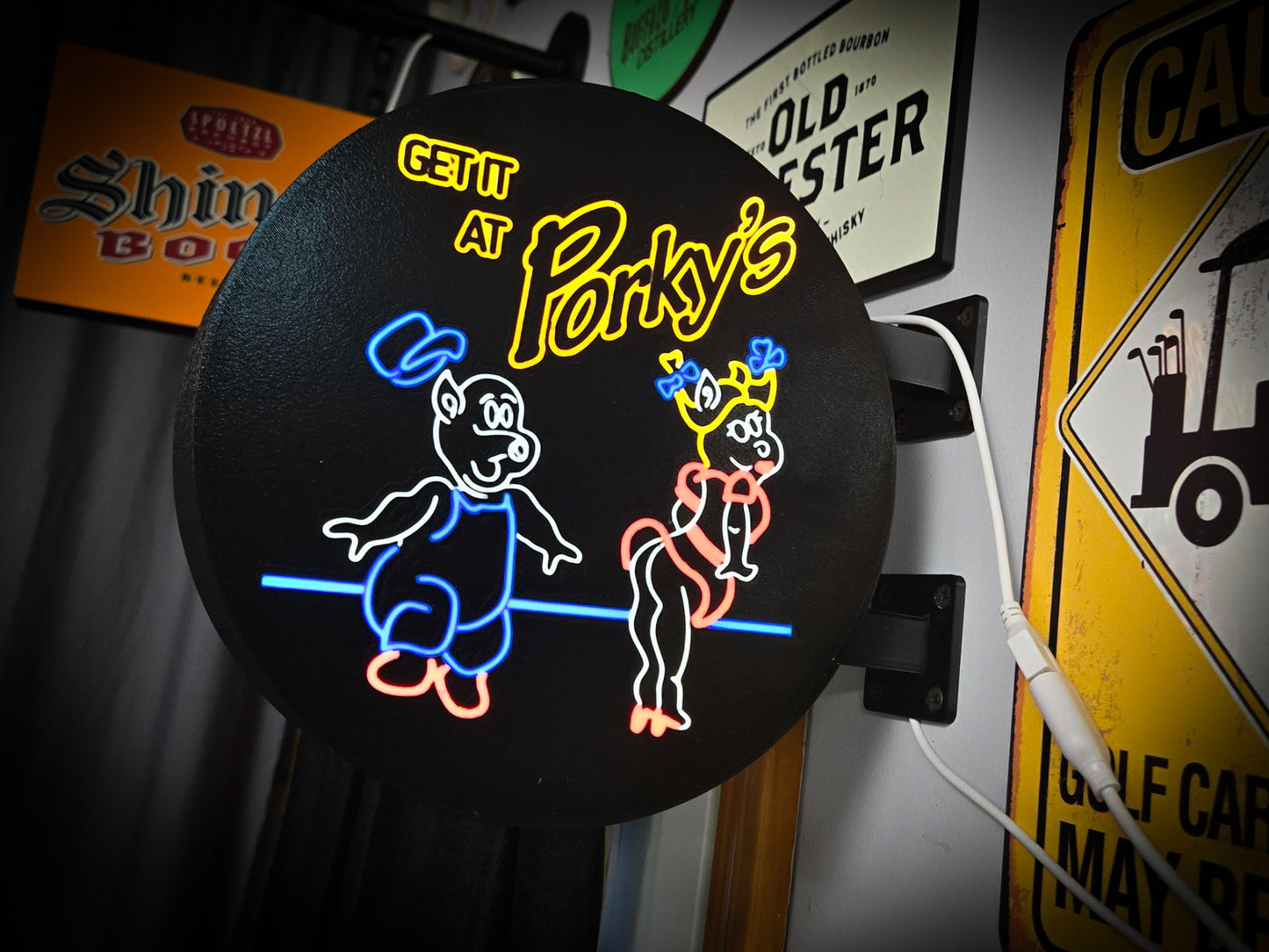 Get it at PORKY'S 12 Inch Light Box LED Sign 3D Printed Wall Decor Man Cave