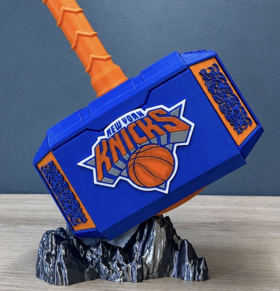New York Knicks 13” Thor Hammer & Rock NBA Unique Fan Gifts Man Cave Office