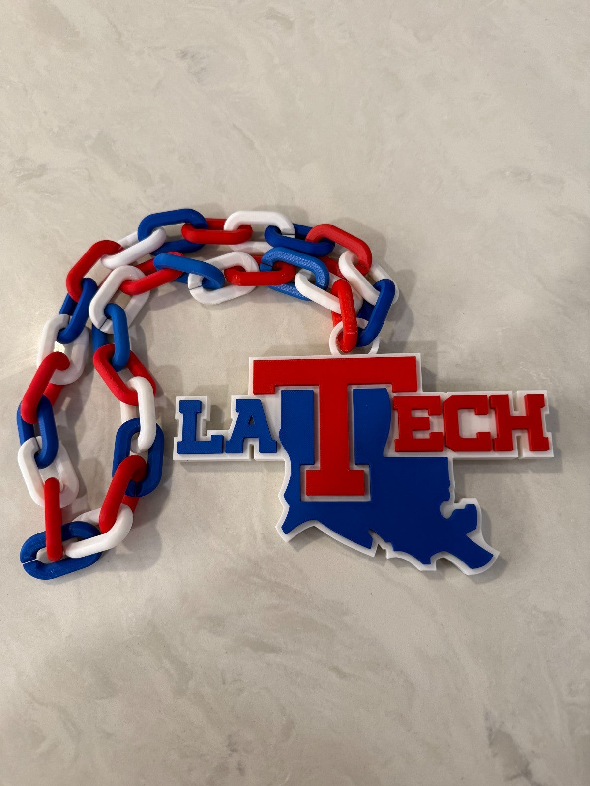 Louisiana Tech Bulldogs Fan Chain Necklace 3D Printed NCAA Big Logo Hype Chain
