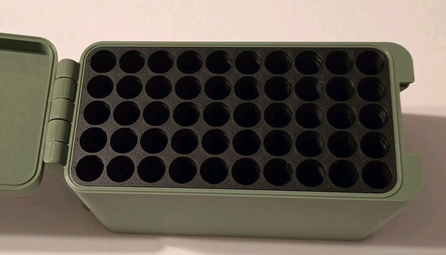 25-06 Ammo Box Snap Lock 50 rd 3D Printed Storage Olive Green Gold Pla