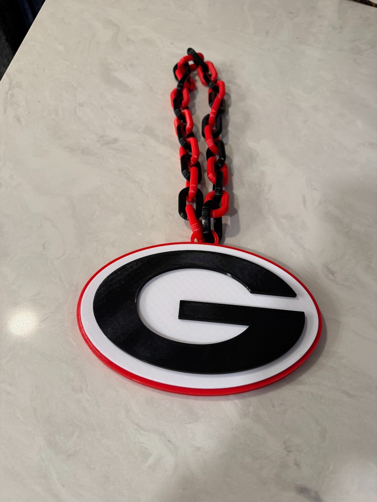 Georgia Bulldogs Logo Oversized Necklace, Hype Pendant Chain