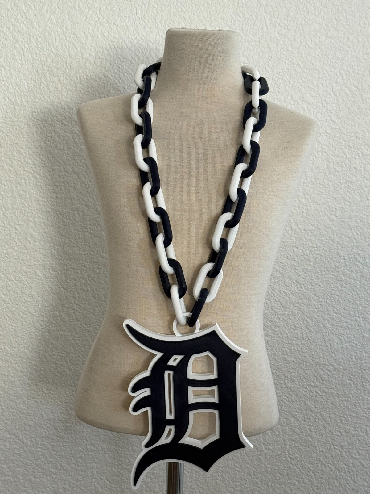 Detroit Tigers Logo Oversized Necklace, Pendant Chain "Built Different"