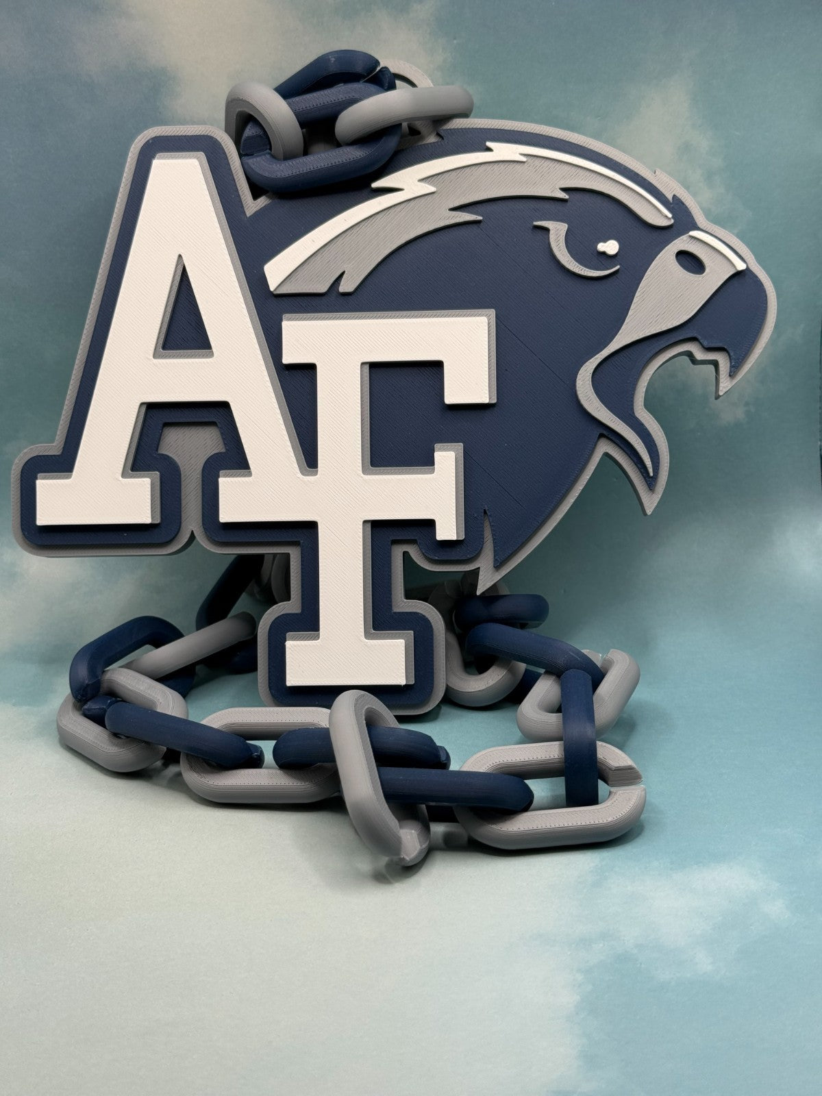 Air Force Falcons Logo Oversized Necklace  Turnover Chain HandMade 3D Printed