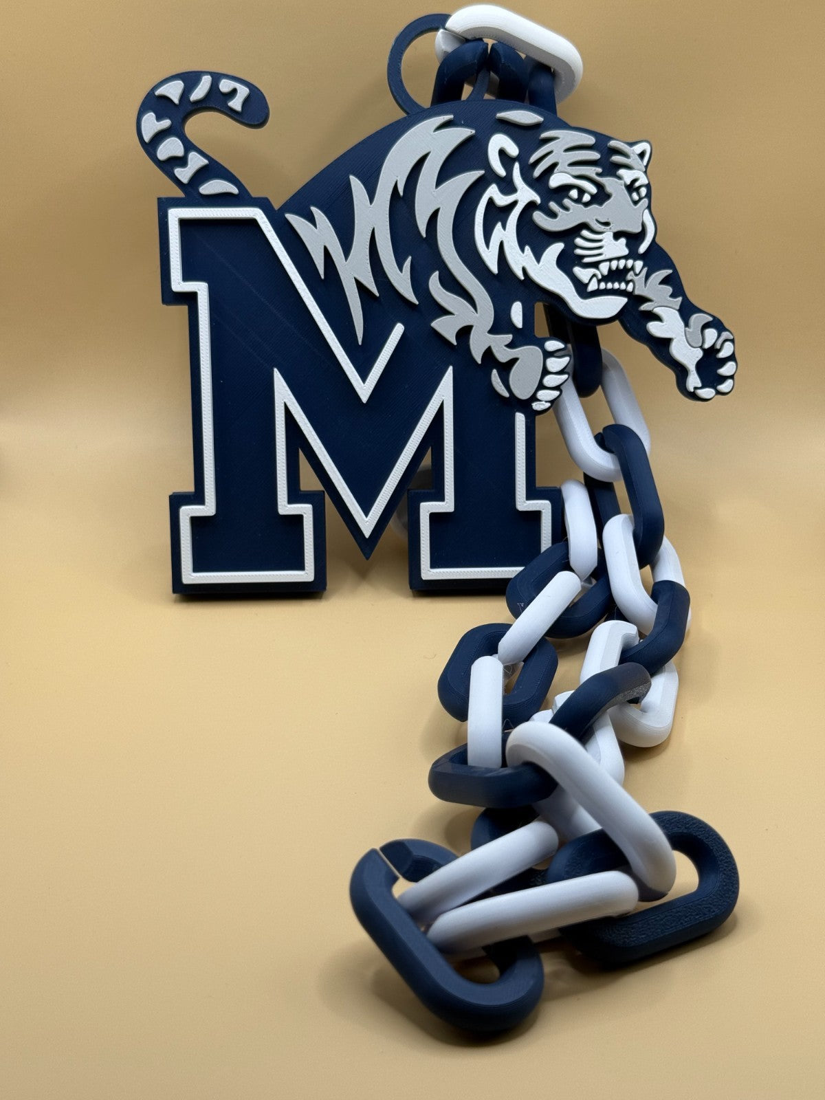 Memphis Tigers Logo Necklace Oversized Turnover Chain HandMade 3D Printed
