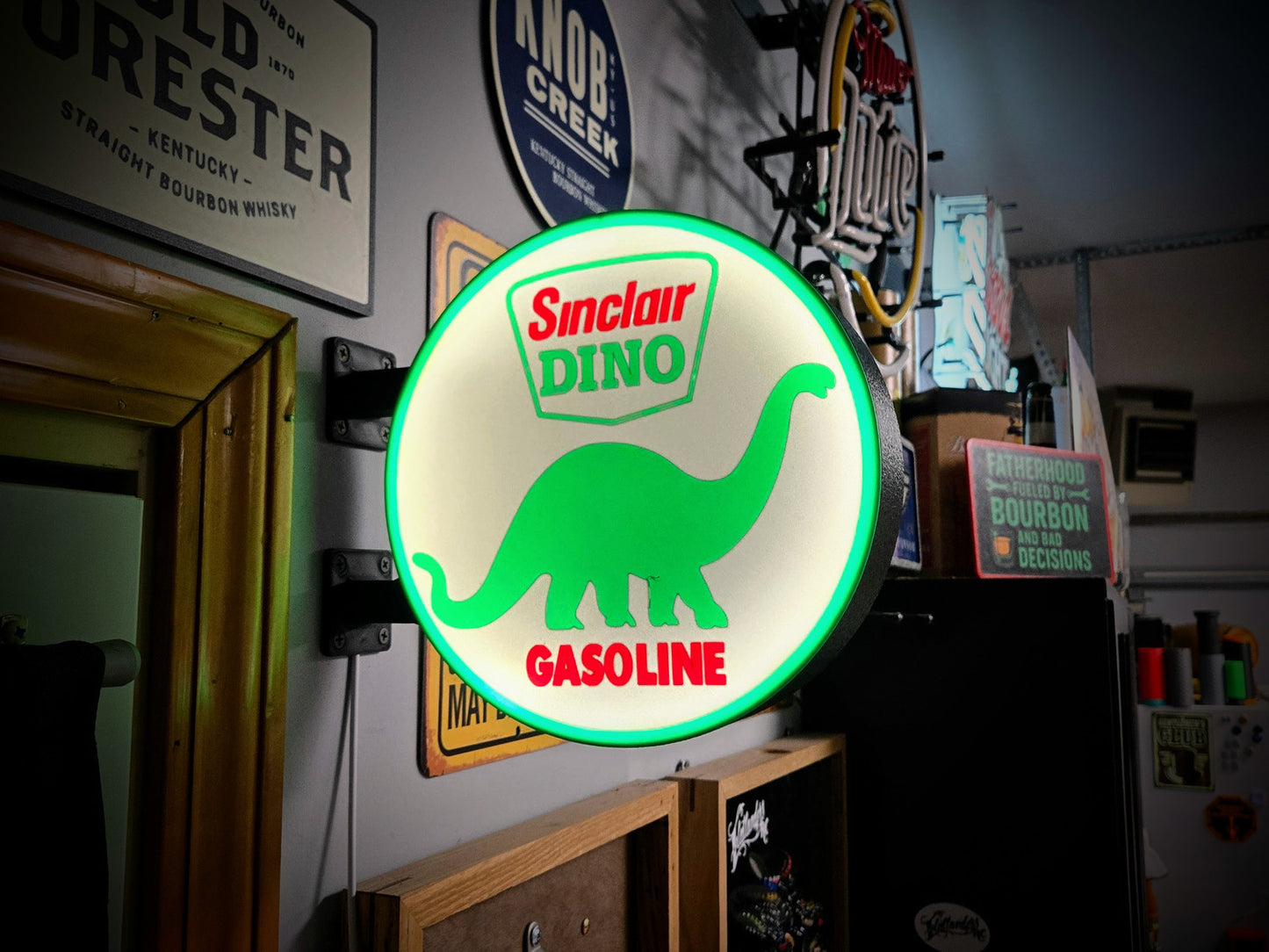 SINCLAIR DINO 12 Inch Light Box LED Sign 3D Printed Wall Decor Man Cave Garage