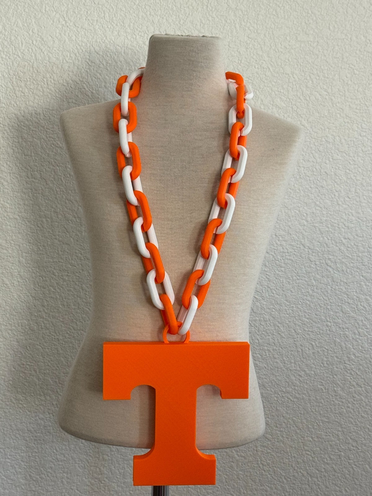 Tennessee Volunteers Logo Oversized Necklace, Fan Chain 'Let's Go Vols '