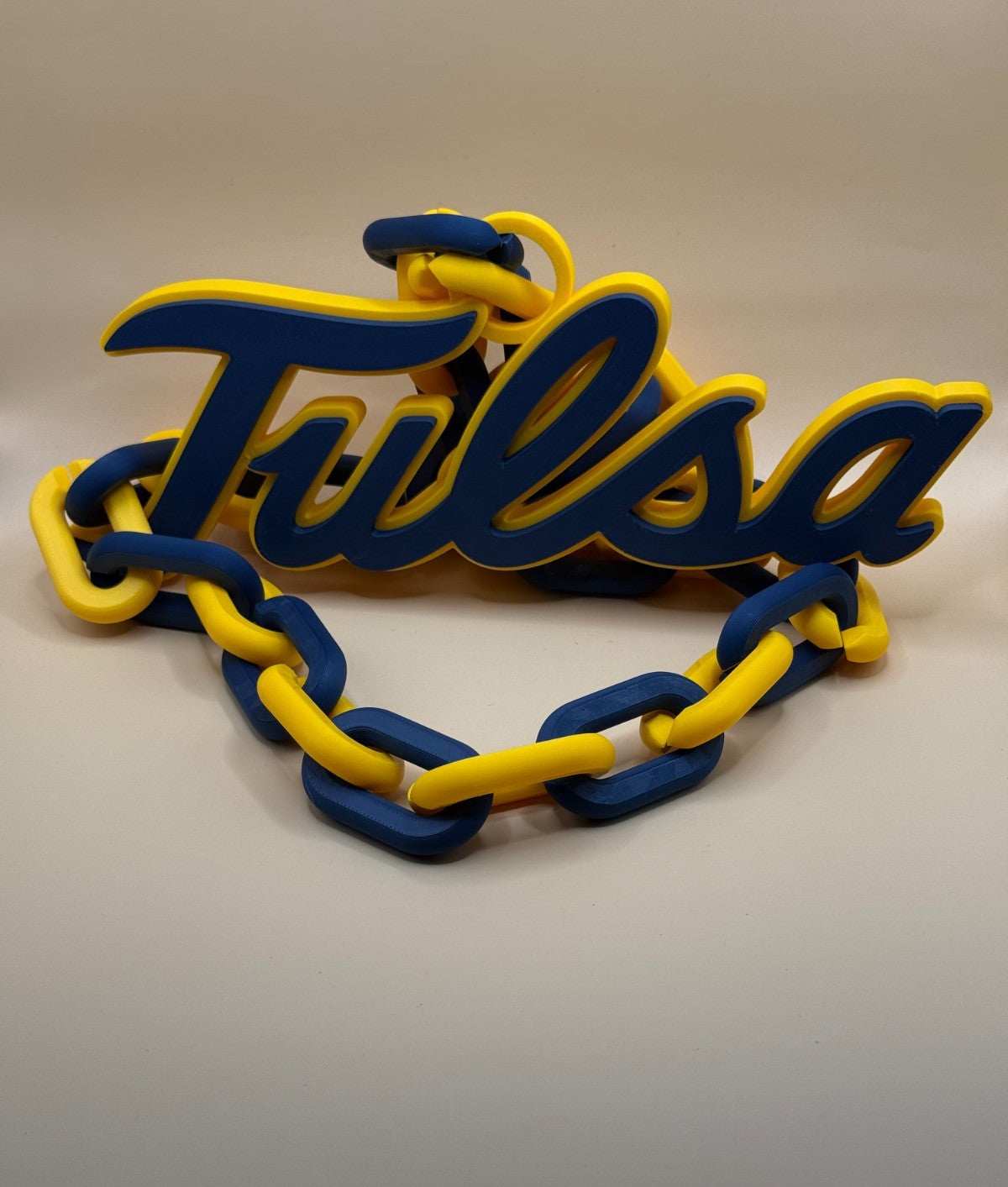 Tulsa Golden Hurricane Oversized Necklace Turnover Chain HandMade 3D Printed