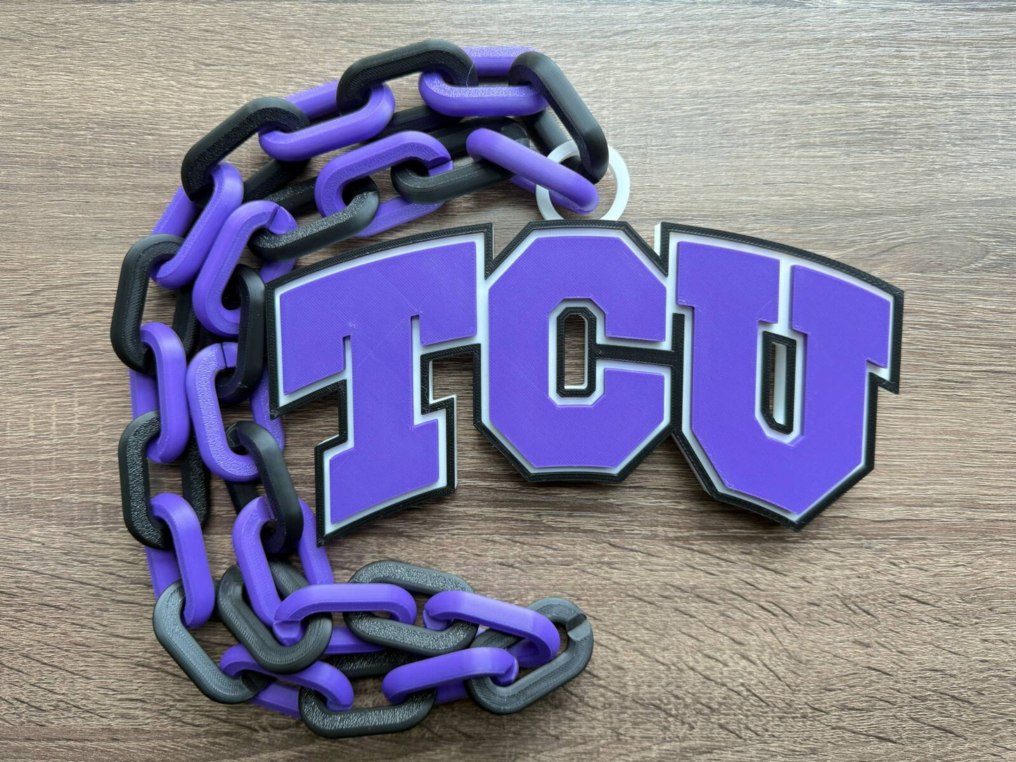 TCU Horned Frogs Oversized Necklace, Pendant Chain