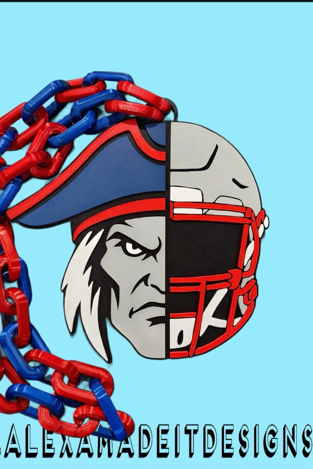 New England Patriots 2-Face Hype Chain 42” (Custom 3D Printed)