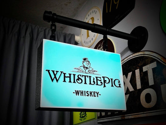 WhistlePig Whiskey Hanging LED Light Box Sign USB Powered Bar Decor