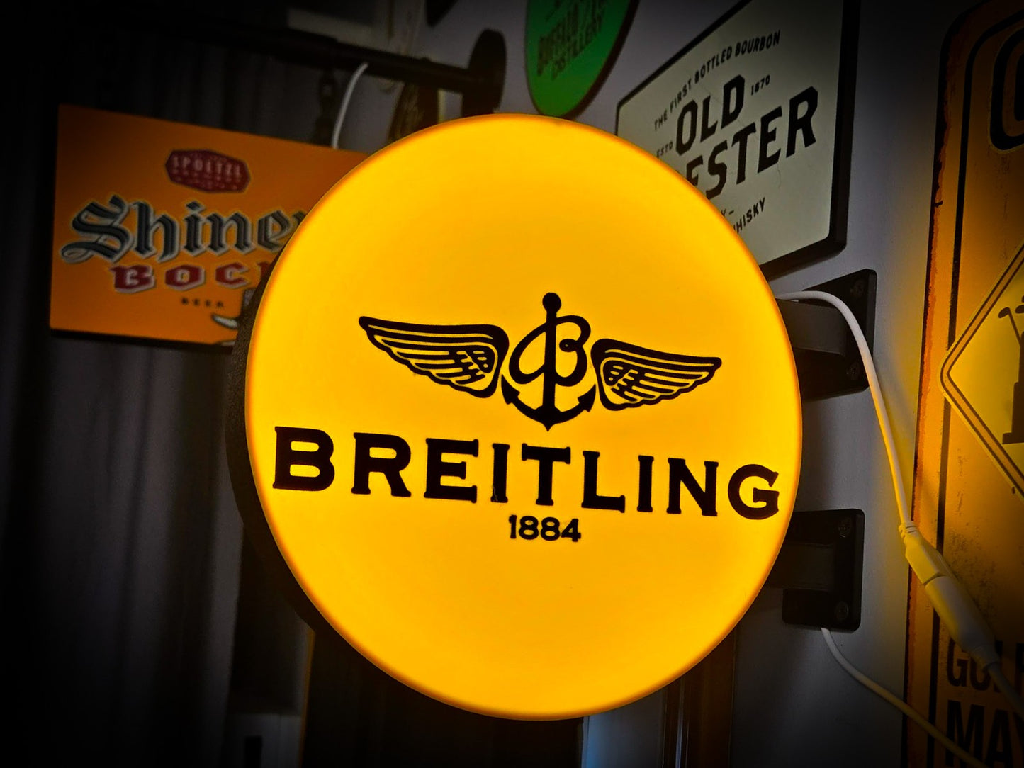 BREITLING 12 Inch Light Box LED Sign 3D Printed Wall Decor Man Cave Garage
