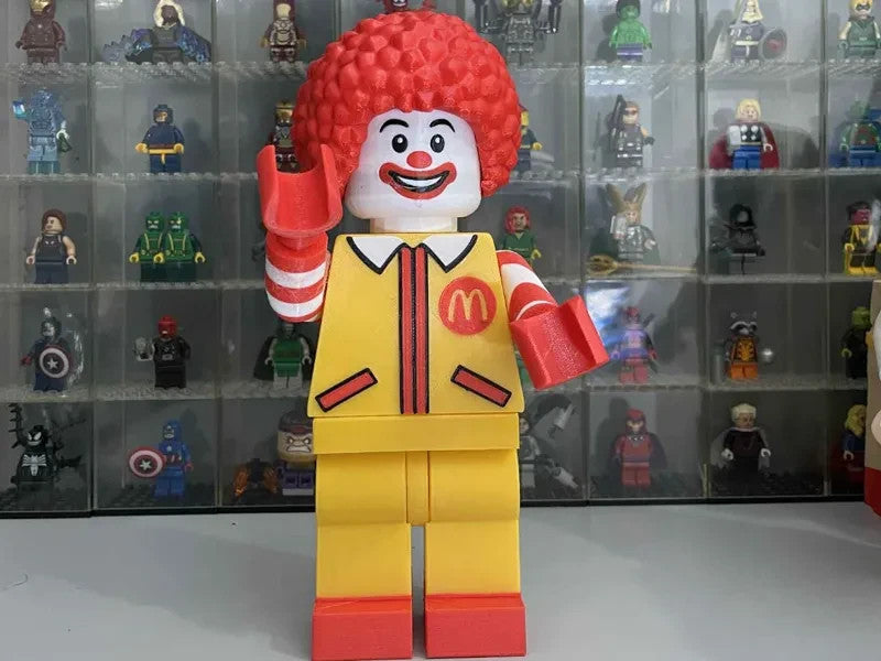 Ronald McDonald Brick Figure 8 inches tall 3D Printed Lego Inspired