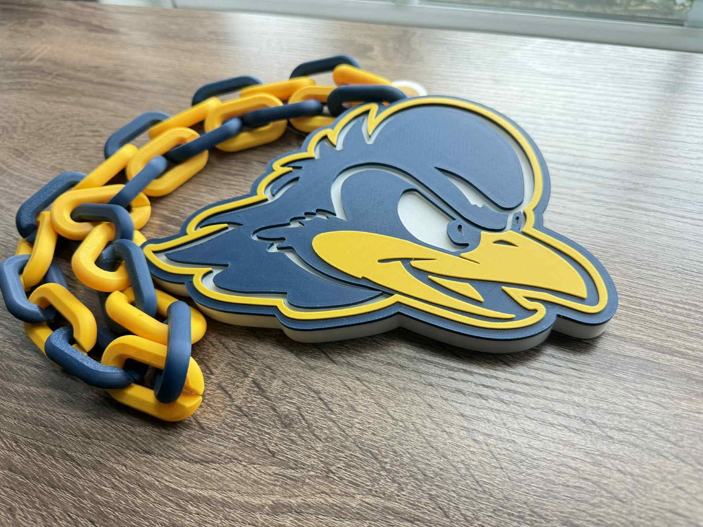Delaware Blue Hens Logo Oversized Necklace, Pendant Chain [Made To Order]