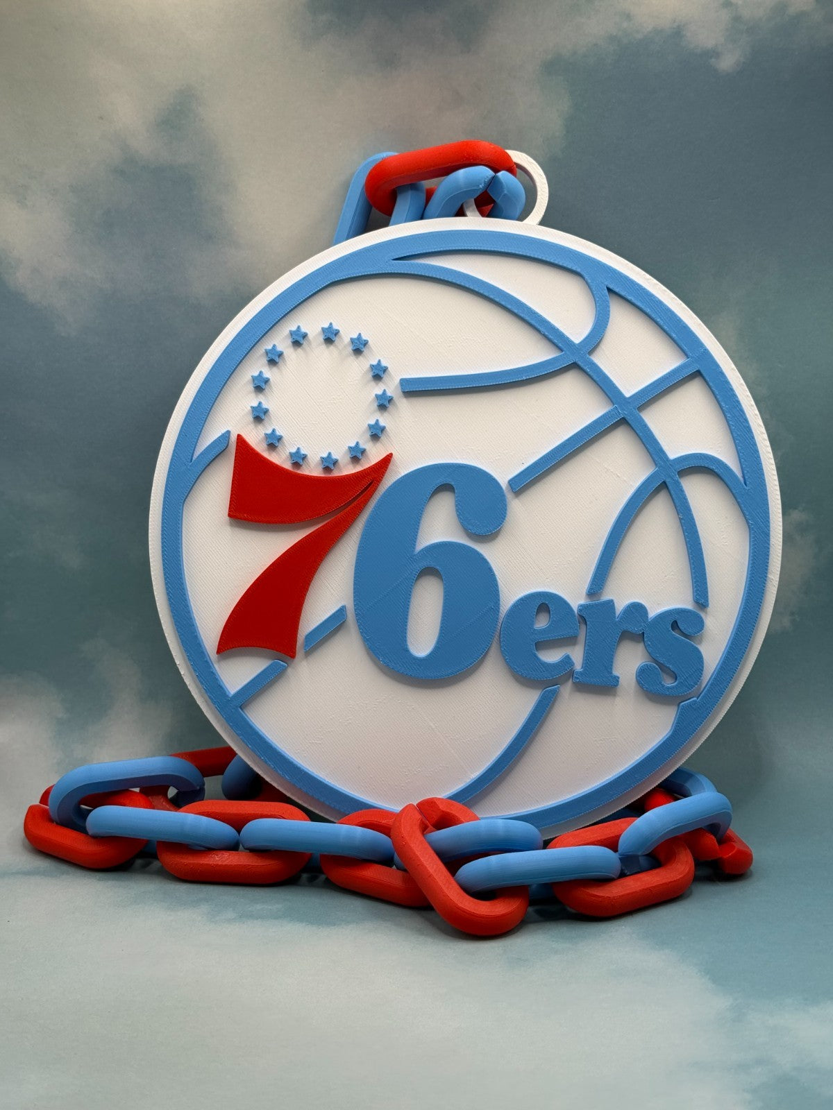 Philadelphia 76ers Oversized Necklace Pendant Turnover Chain Handmade 3D Printed