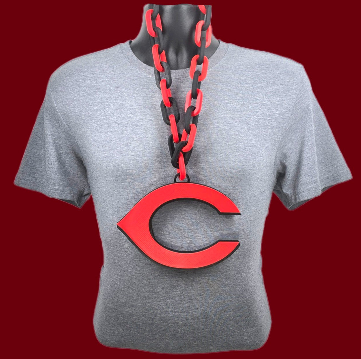 Cincinnati Reds Fan Chain MLB Big Logo Oversized Necklace Baseball Game Day