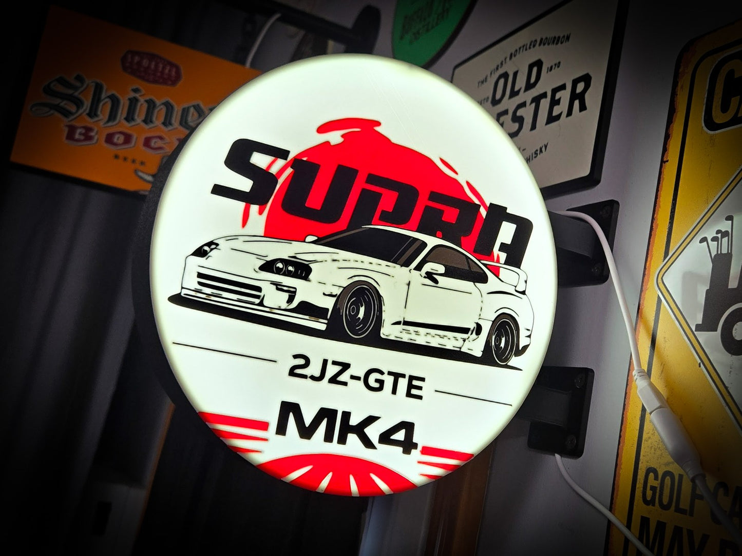 TOYOTA SUPRA MK4 12 Inch Light Box LED Sign 3D Printed Wall Decor Man Cave