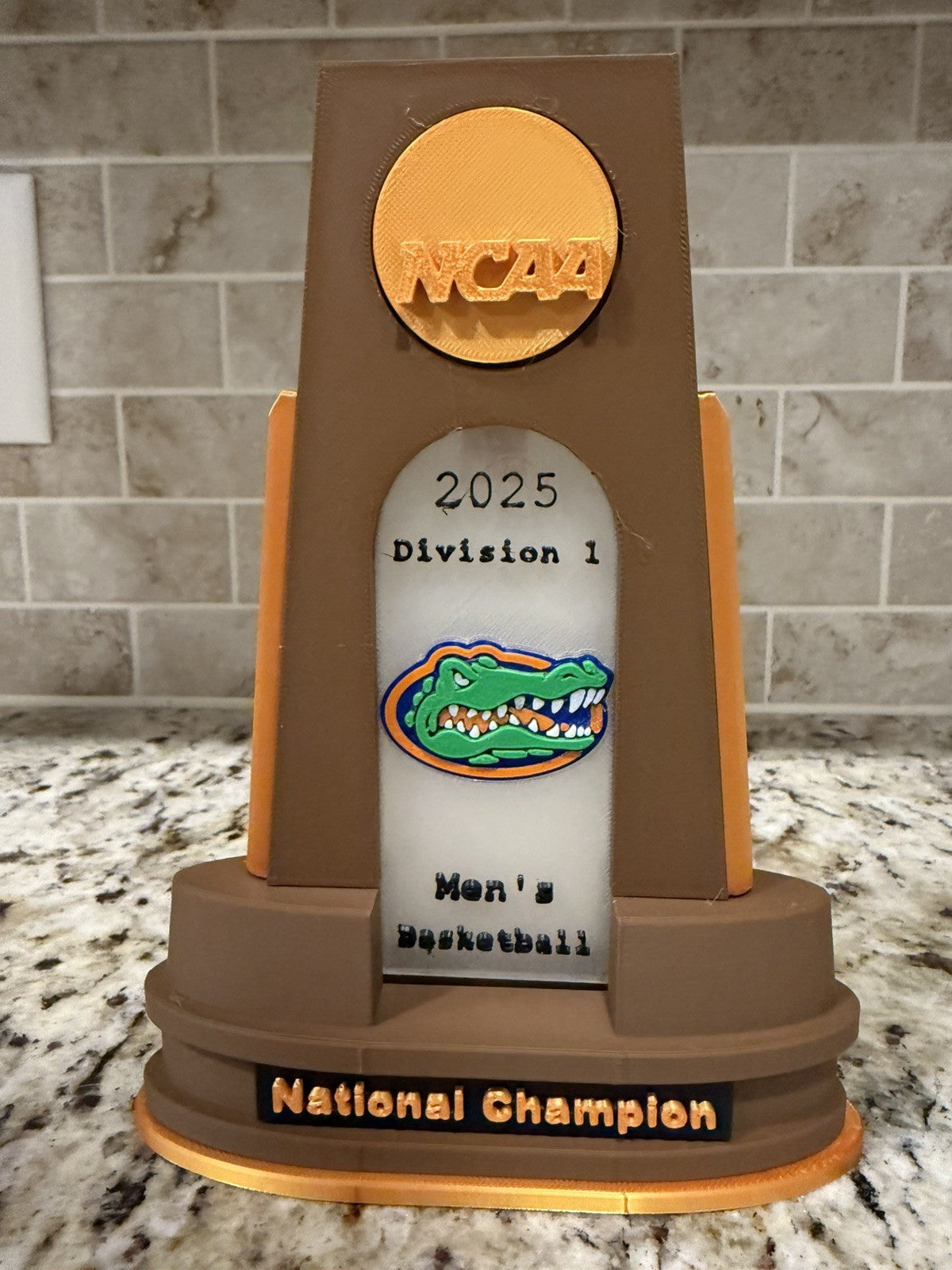 Florida gators 2025 ncaa national champion trophy. 3d printed. Custom made