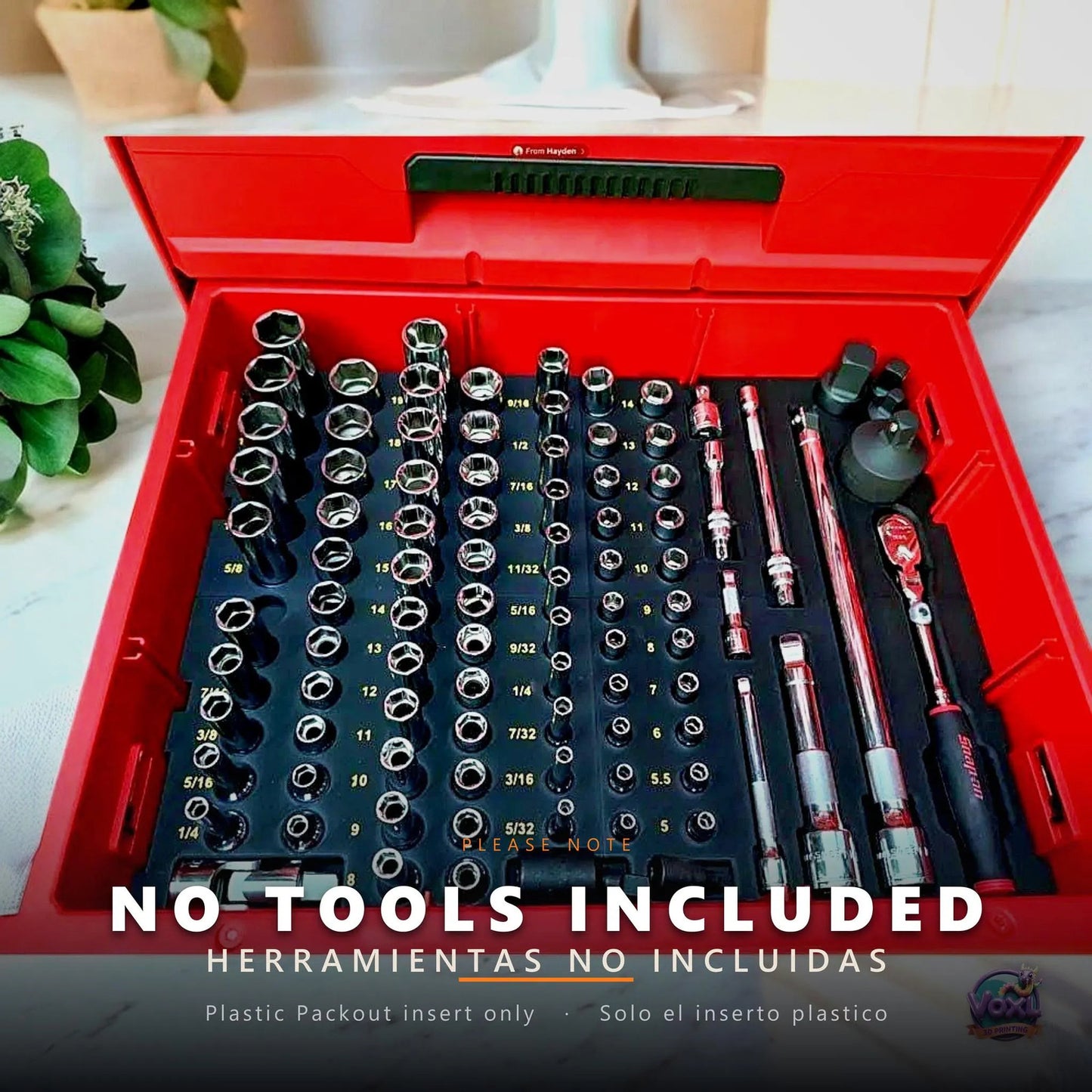 3D Printed Socket Organizer For Packout 3-Drawer, SAE Mechanic Tool Insert