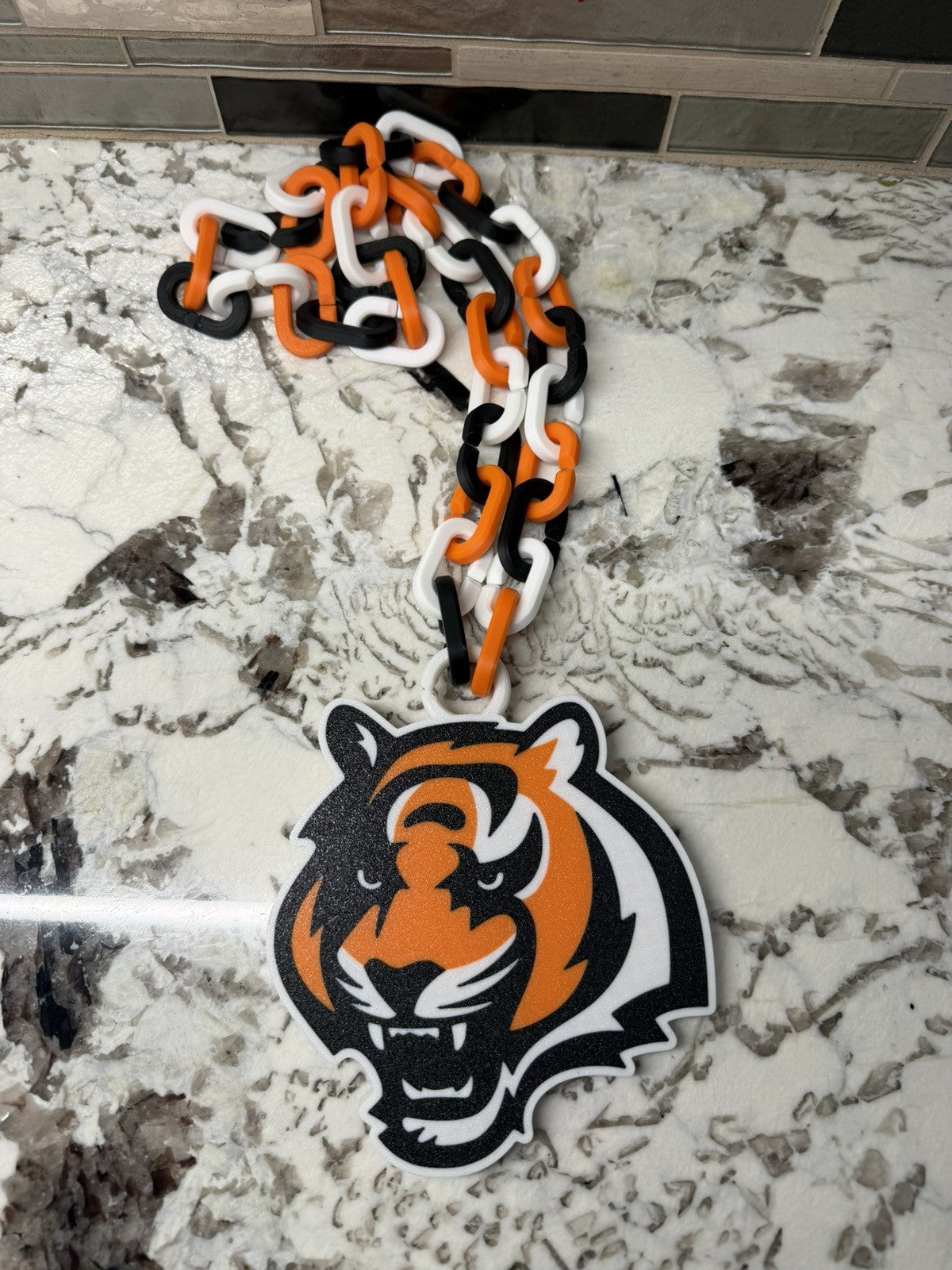 Cincinnati Bengals Logo Chain | 5” Pendant | 36” Chain | 3d printed