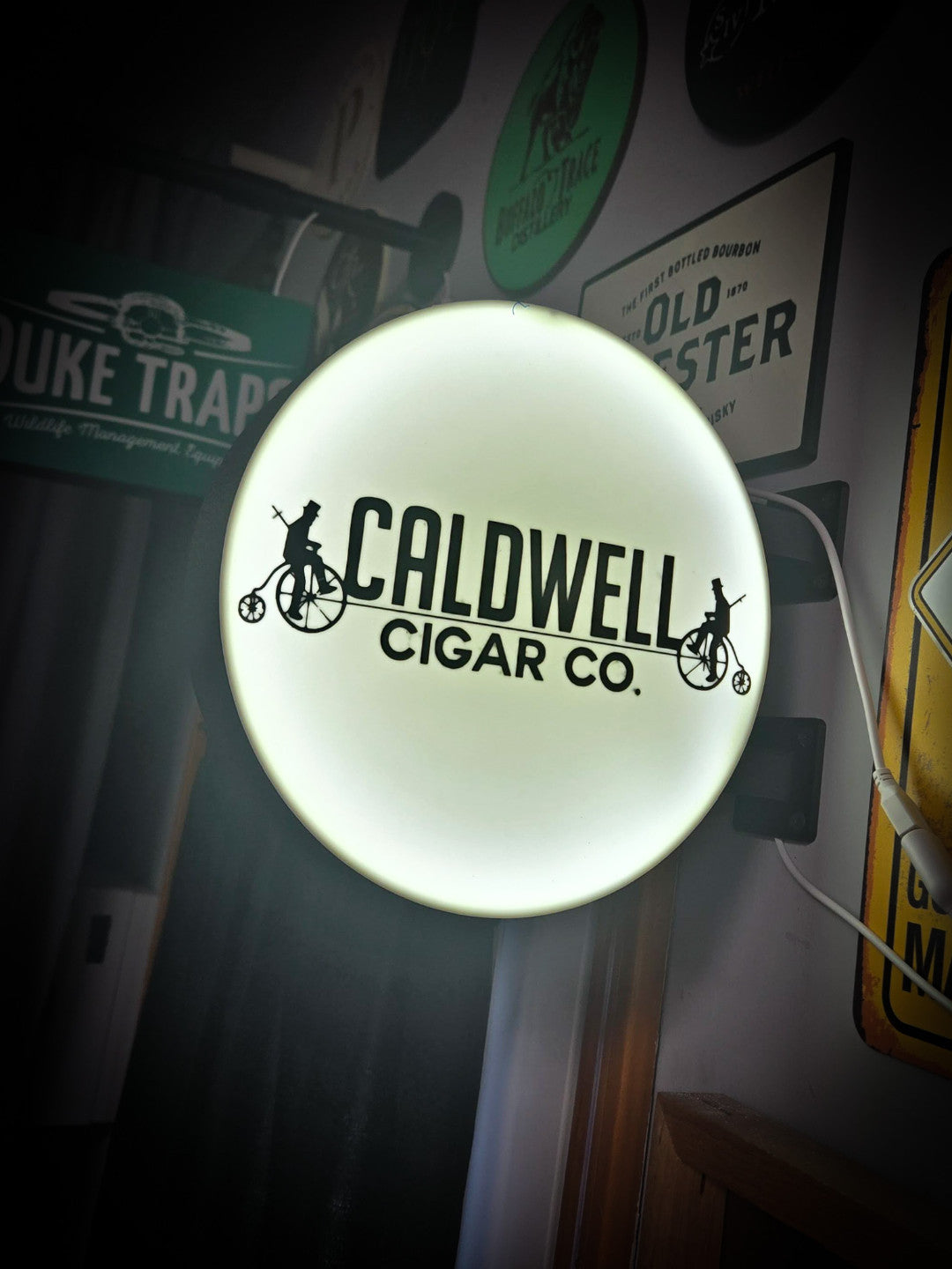 CALDWELL CIGAR CO. 12 Inch Light Box LED Sign 3D Printed Wall Decor Man Cave