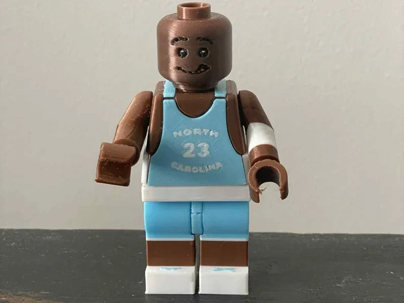 Michael Jordan Tar Heels Brick Figure 8 inches tall 3D Printed Lego Inspired